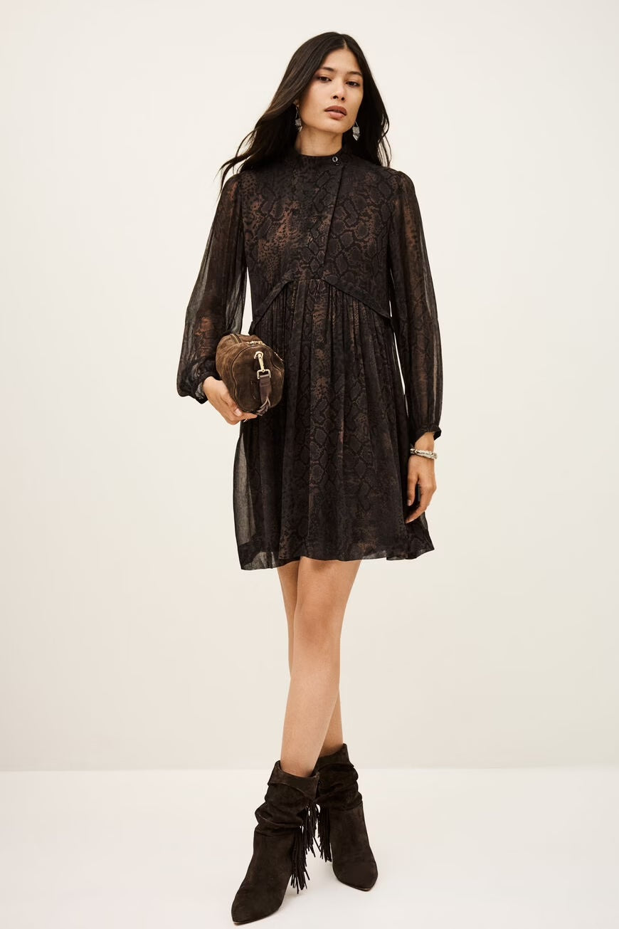 Marron Simba Snake Print Mini Dress