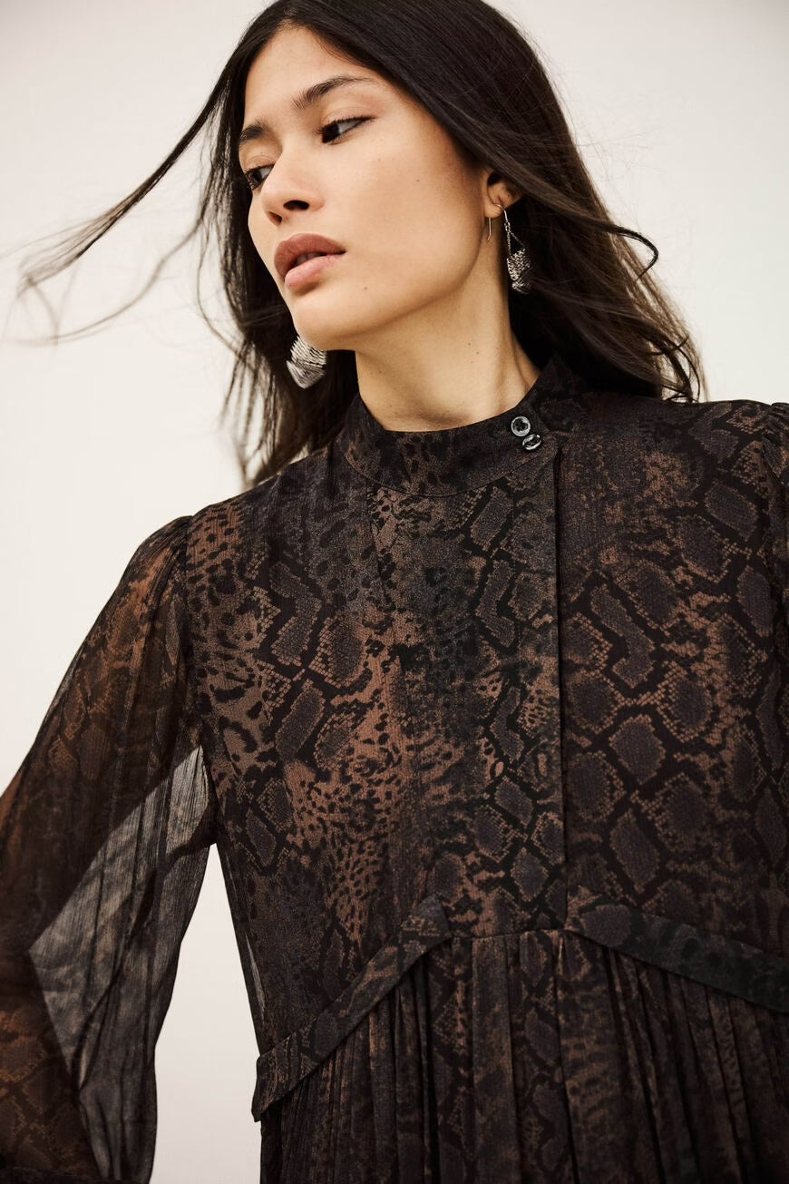 Marron Simba Snake Print Mini Dress