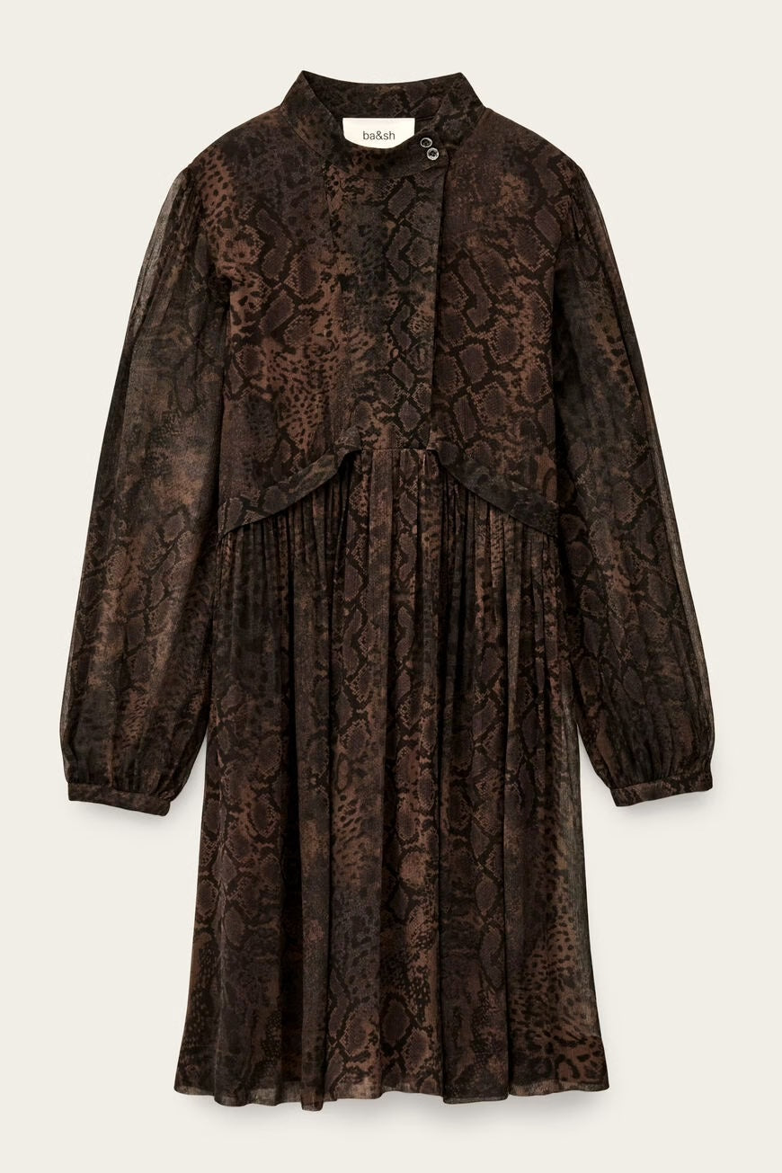 Marron Simba Snake Print Mini Dress