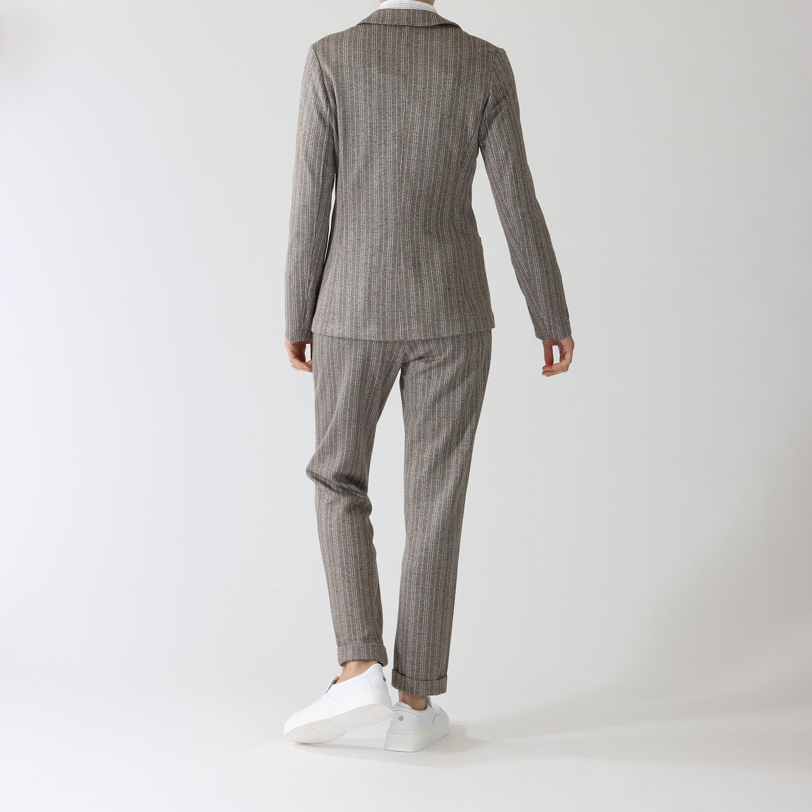 Marrone Striped Herringbone Blazer