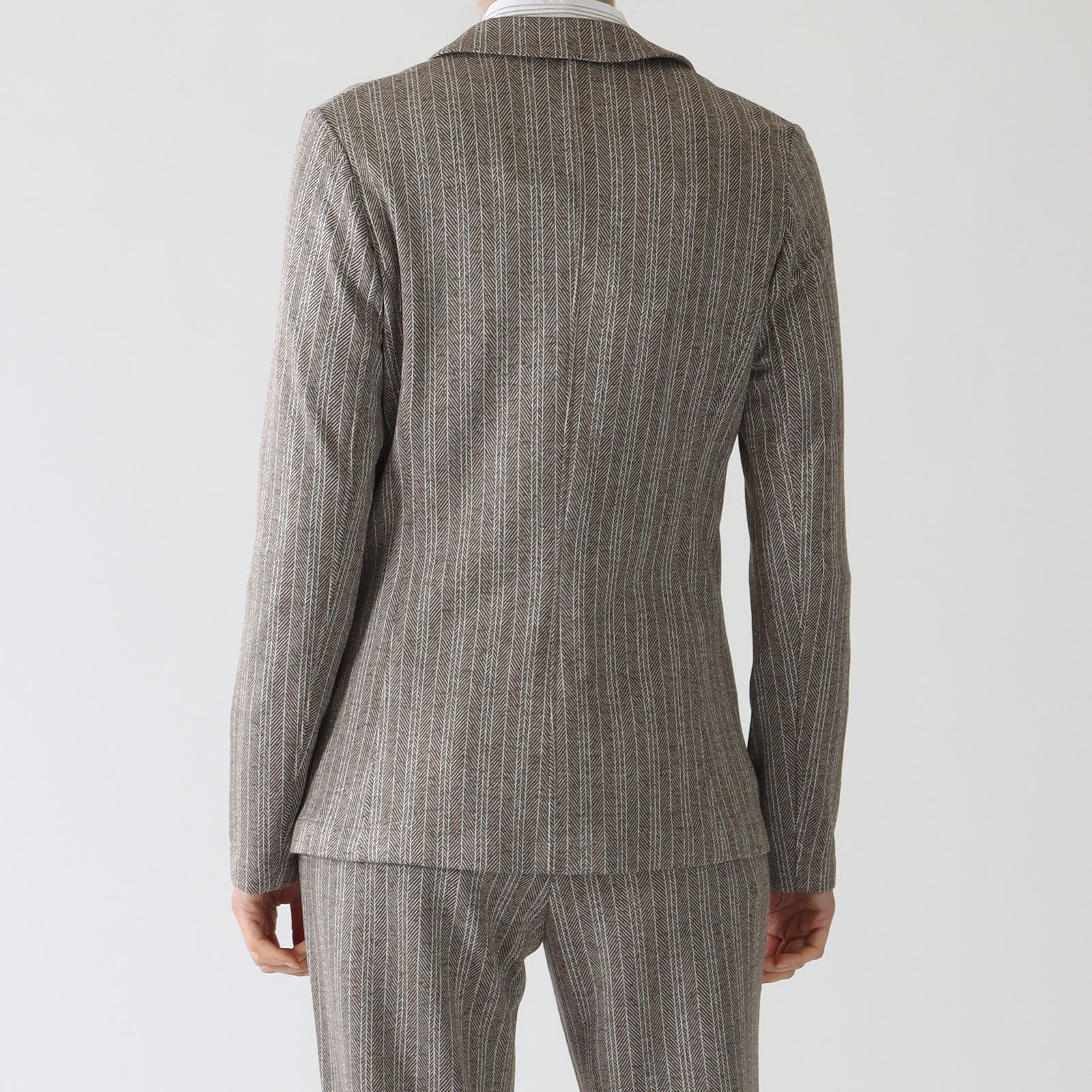 Marrone Striped Herringbone Blazer