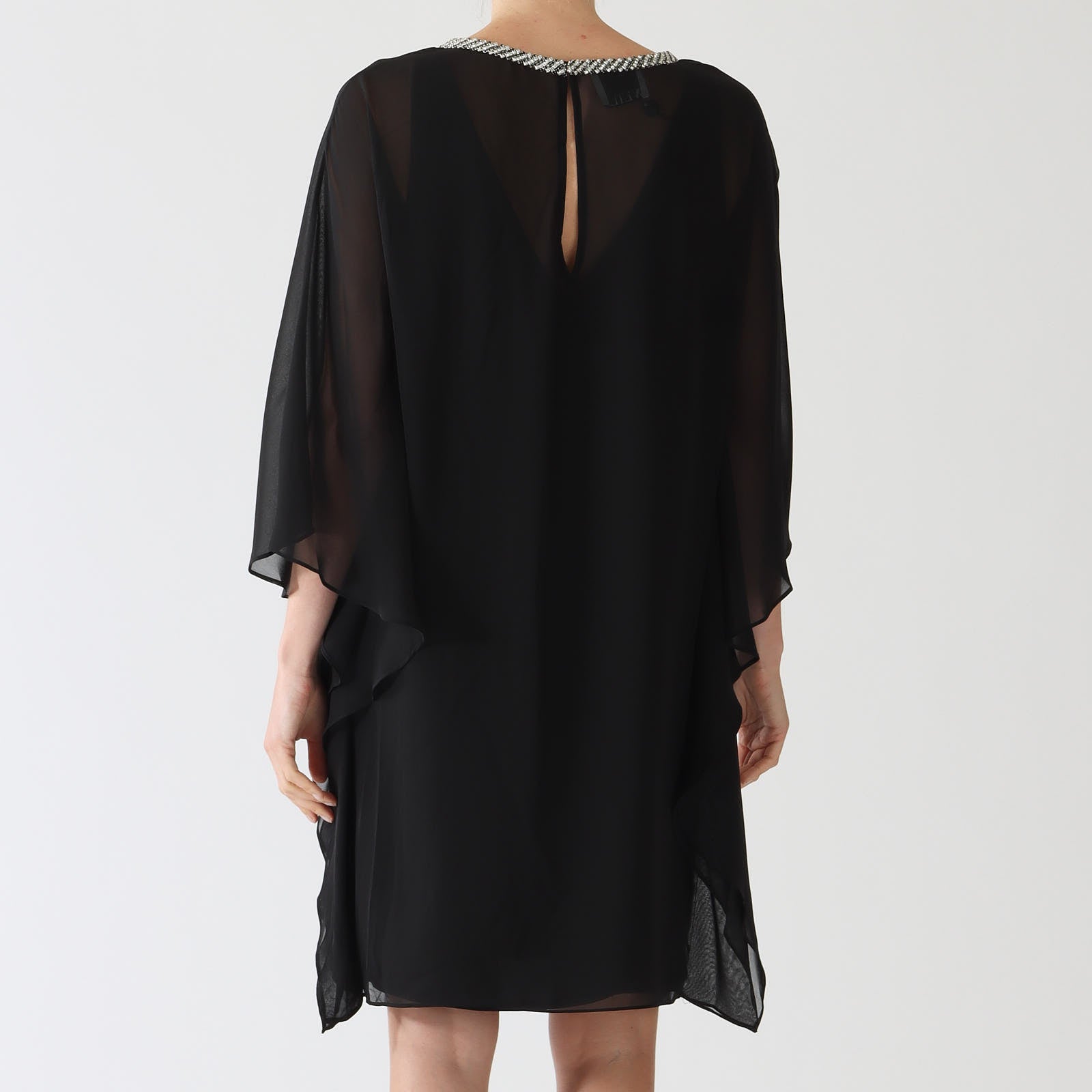 Melissa Noir Dress Crystal Embellished Neck