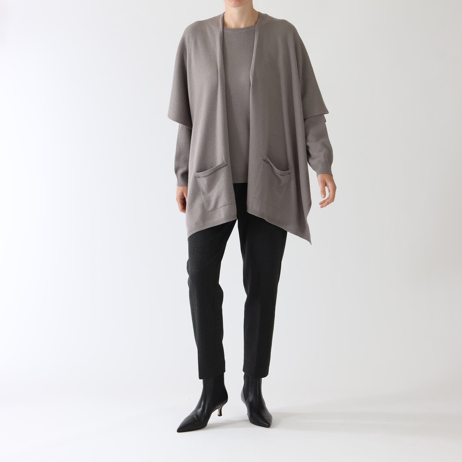 Middle Grey Wool, Silk & Cashmere Cape
