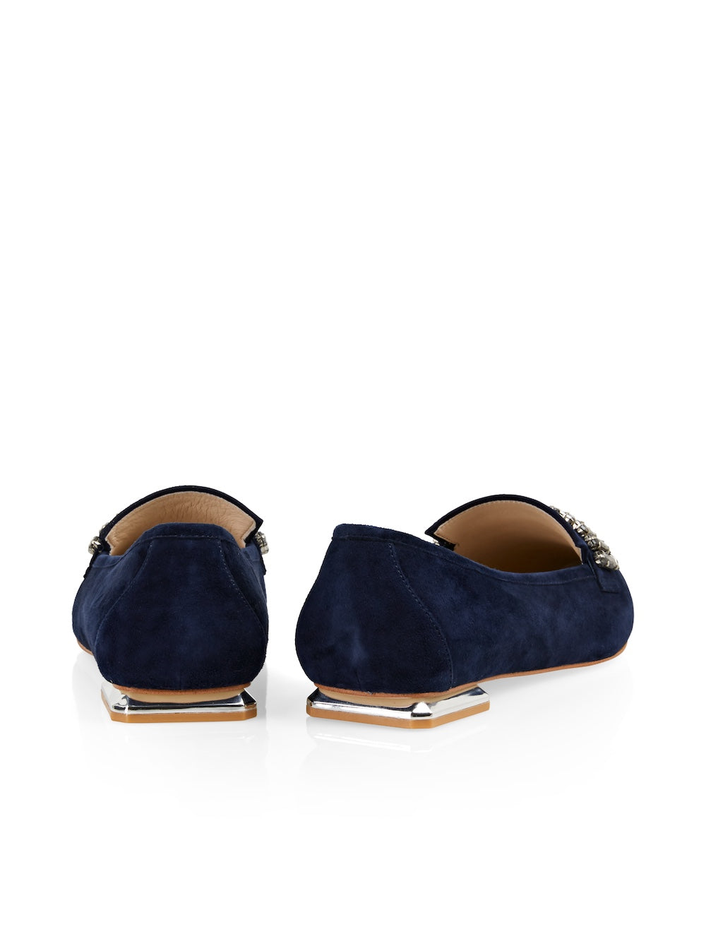 Midnight Blue Flat Shoe With Rhinestone Clasp