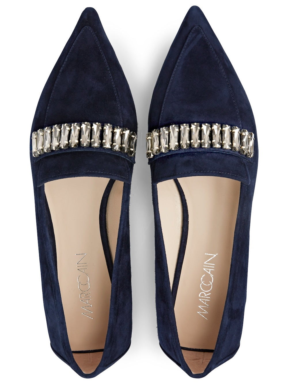 Midnight Blue Flat Shoe With Rhinestone Clasp