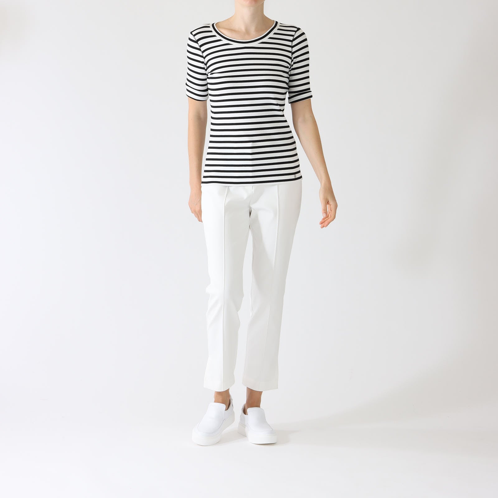 Midnight Blue Stripe Stretch Cotton T-Shirt