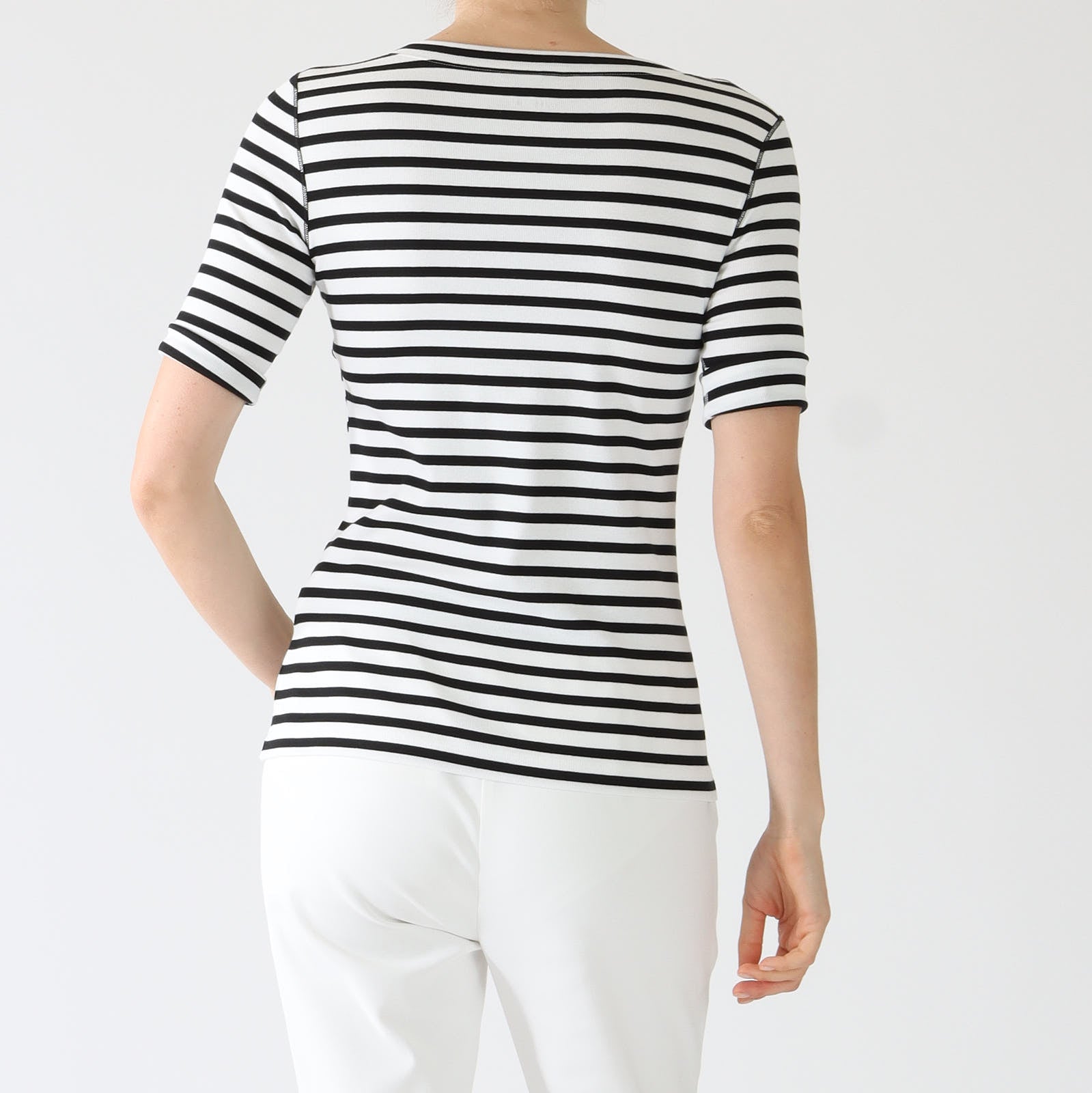 Midnight Blue Stripe Stretch Cotton T-Shirt