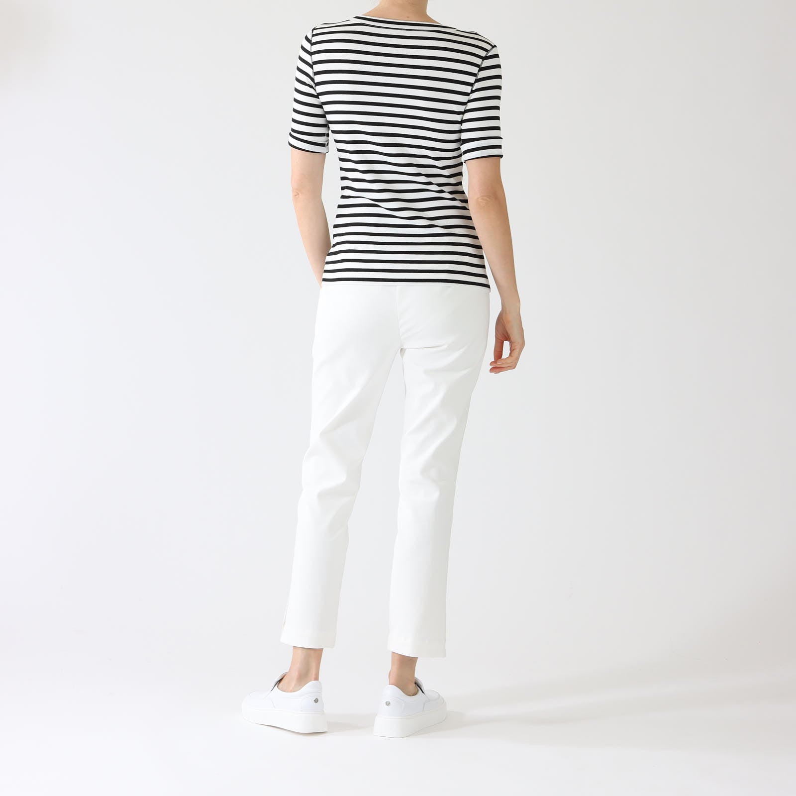 Midnight Blue Stripe Stretch Cotton T-Shirt