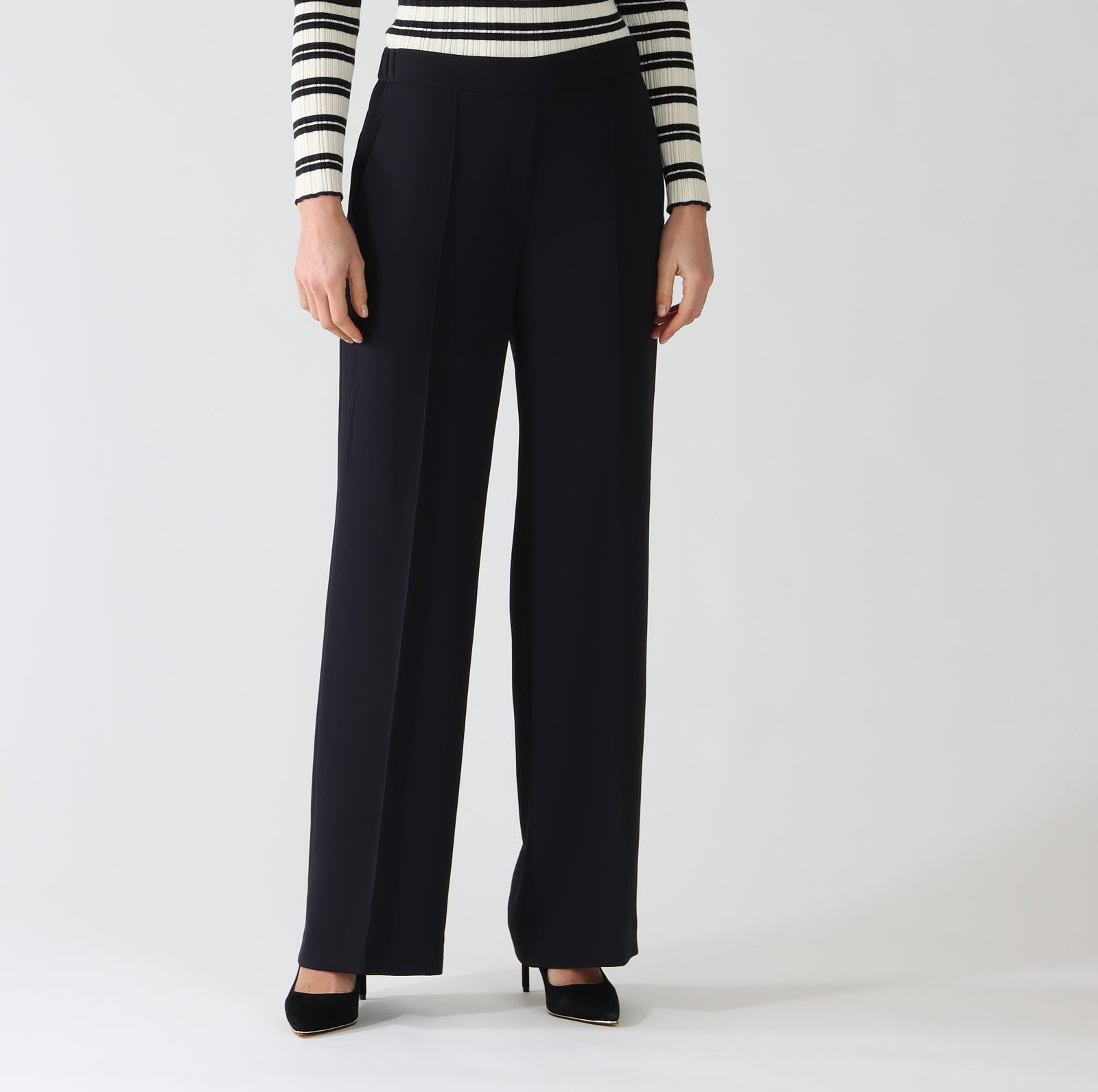 Midnight Blue Washington Wide Leg Tailored Pants