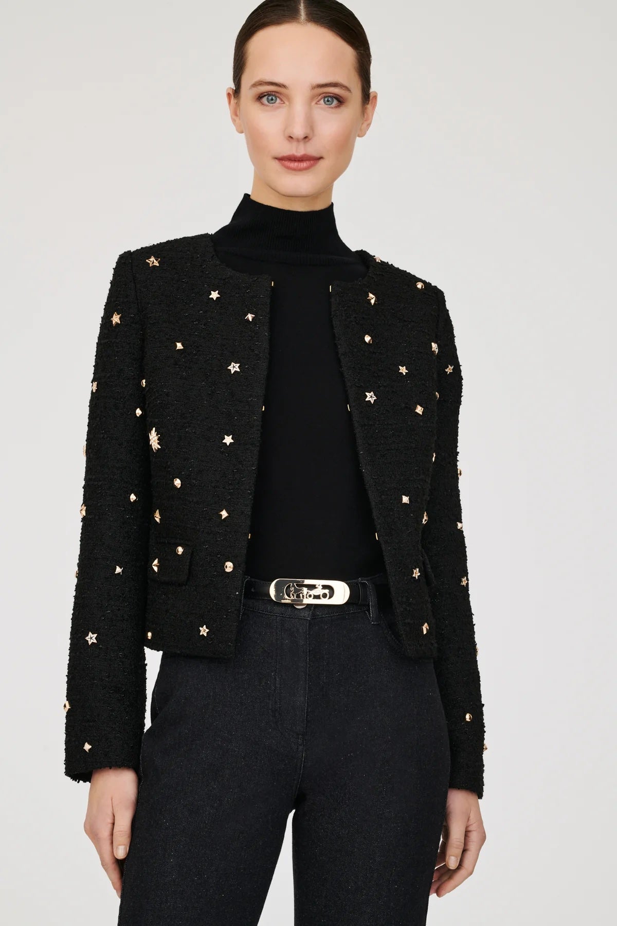 Mikado Noir Jewelled Tweed Jacket