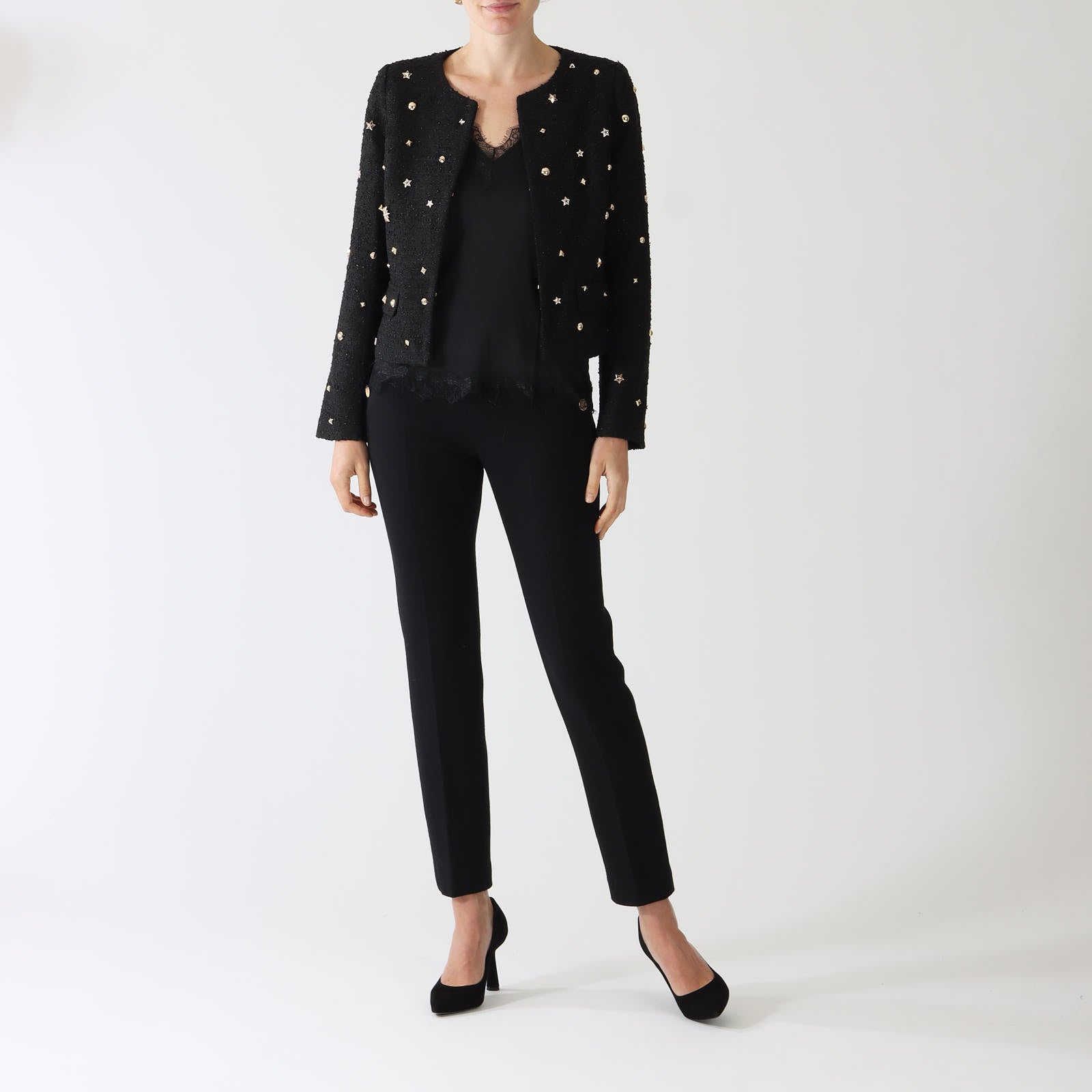 Mikado Noir Jewelled Tweed Jacket