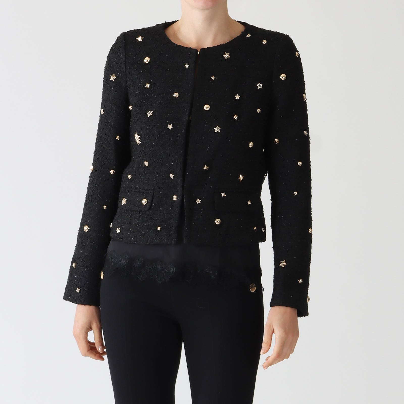 Mikado Noir Jewelled Tweed Jacket