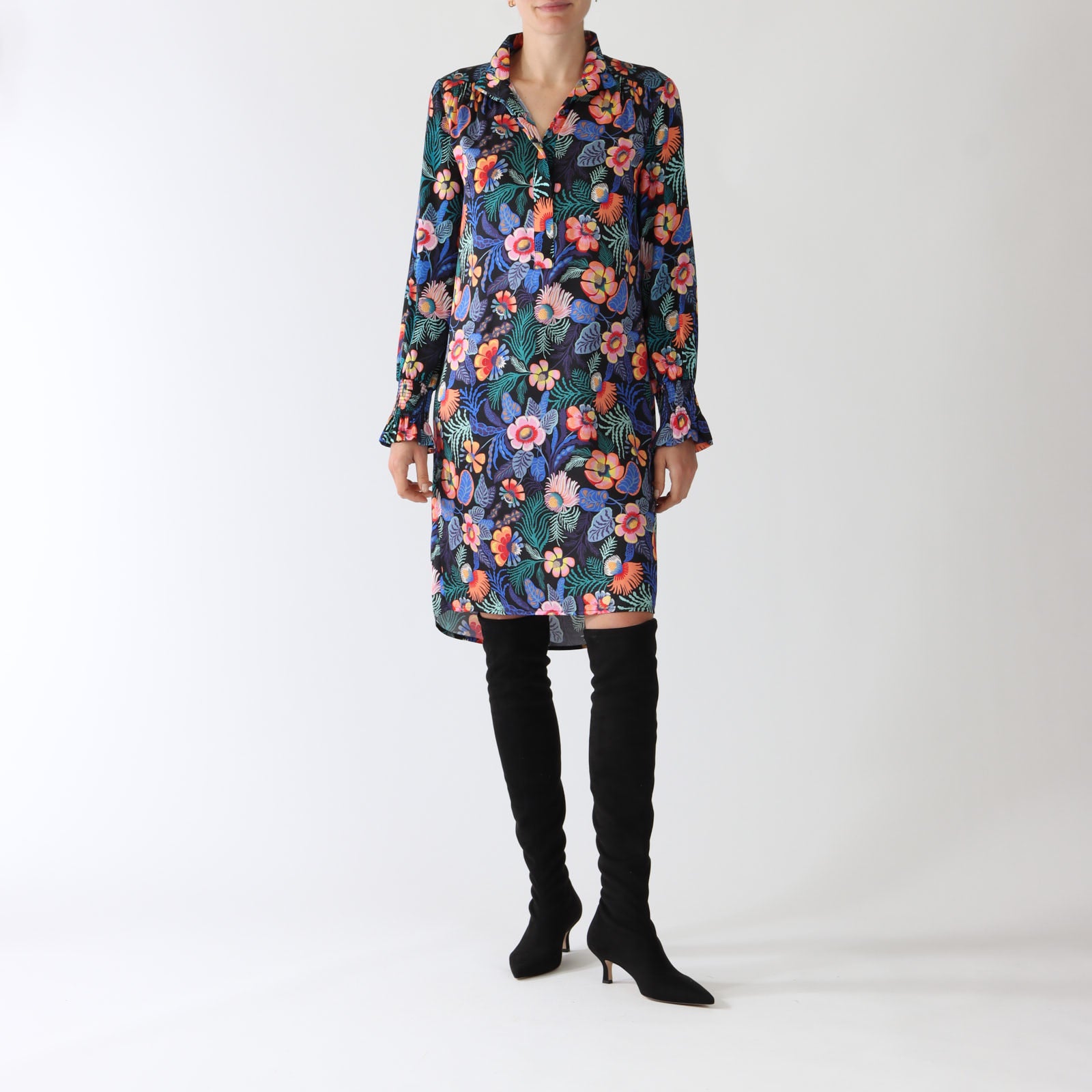 Millia Venice Optical Printed Silk Dress