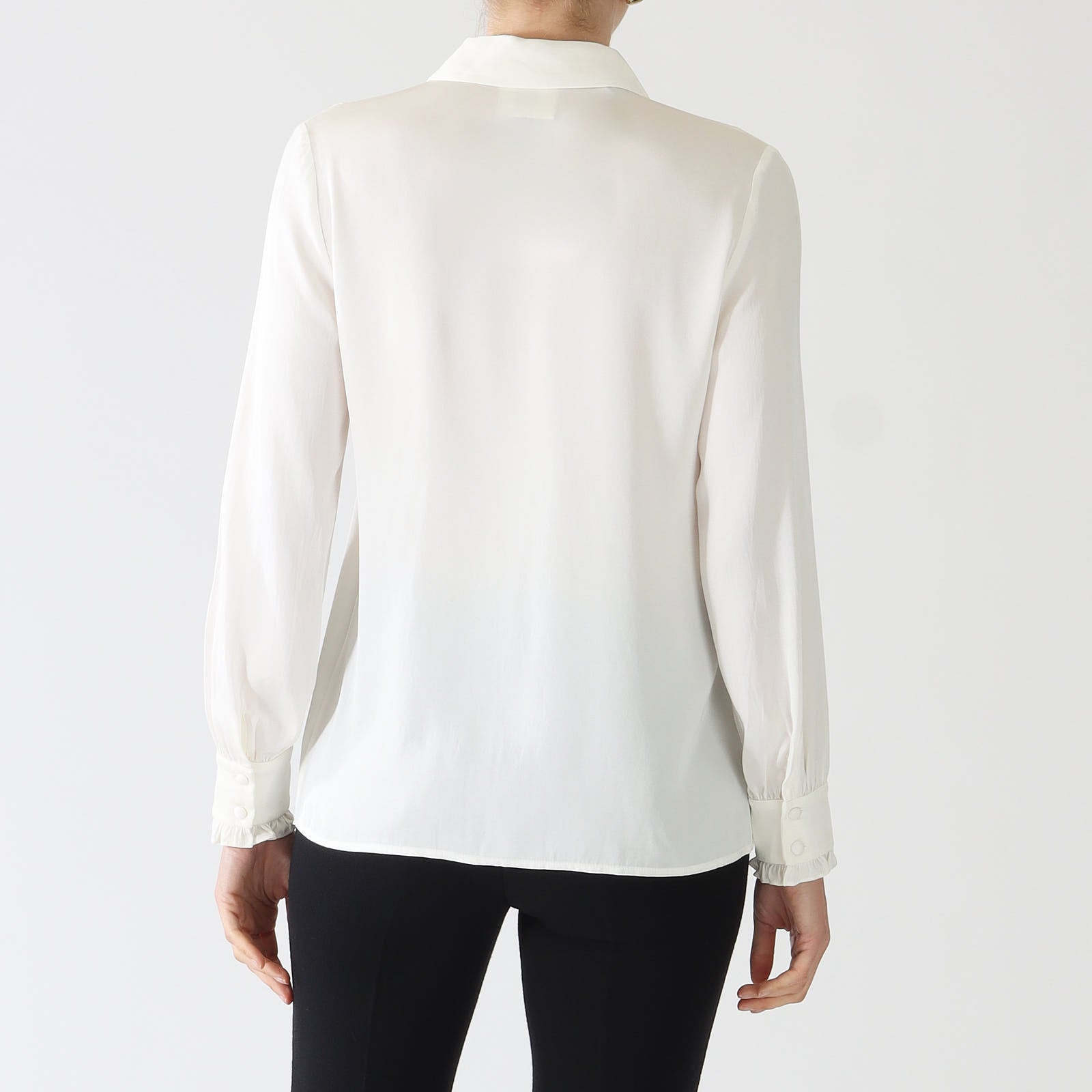 Monroe Ecru Blouse With Ruffle Placket