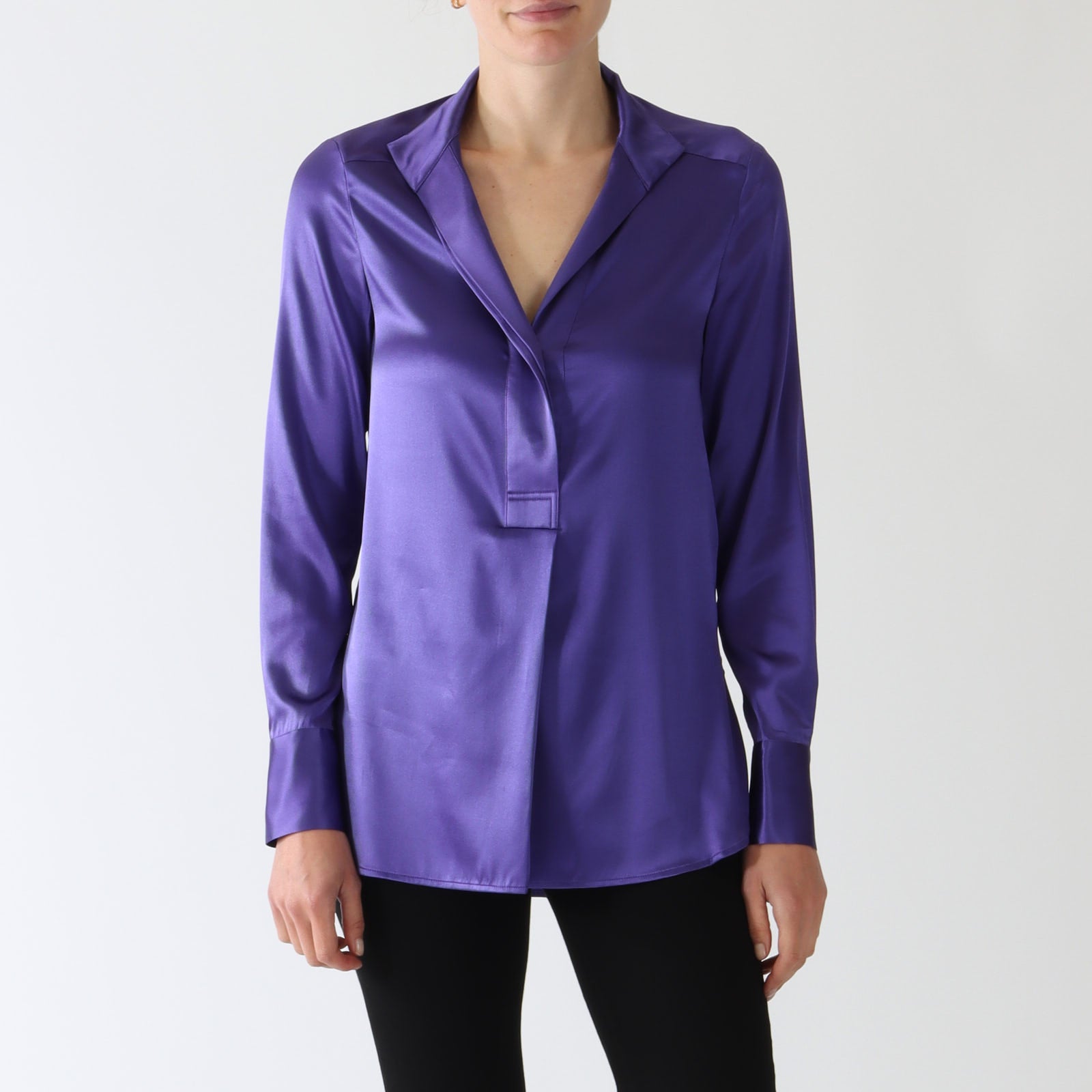 Nate Royal Purple Silk Tunic Blouse