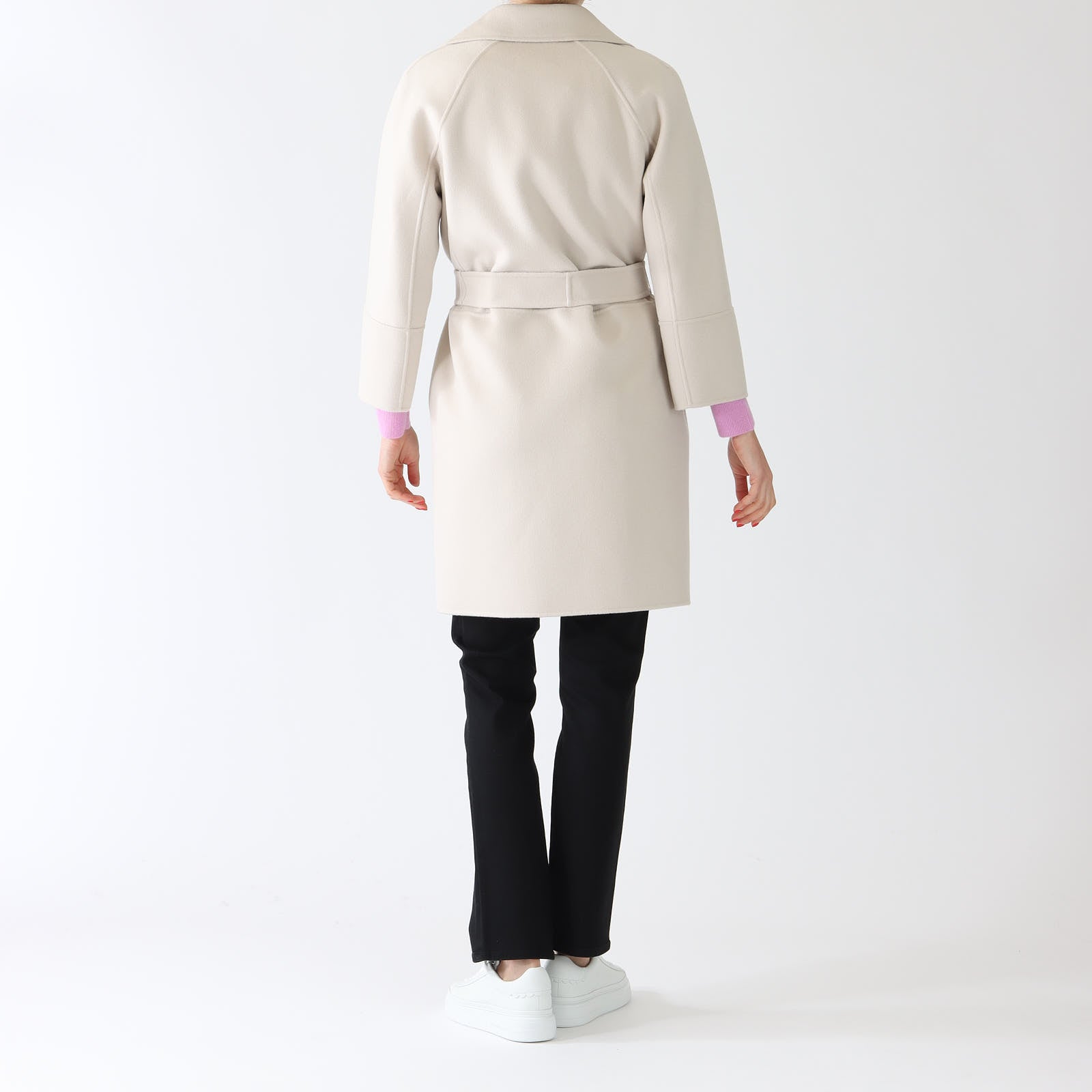 Natural Arona Double-Faced Wool Coat With Belt