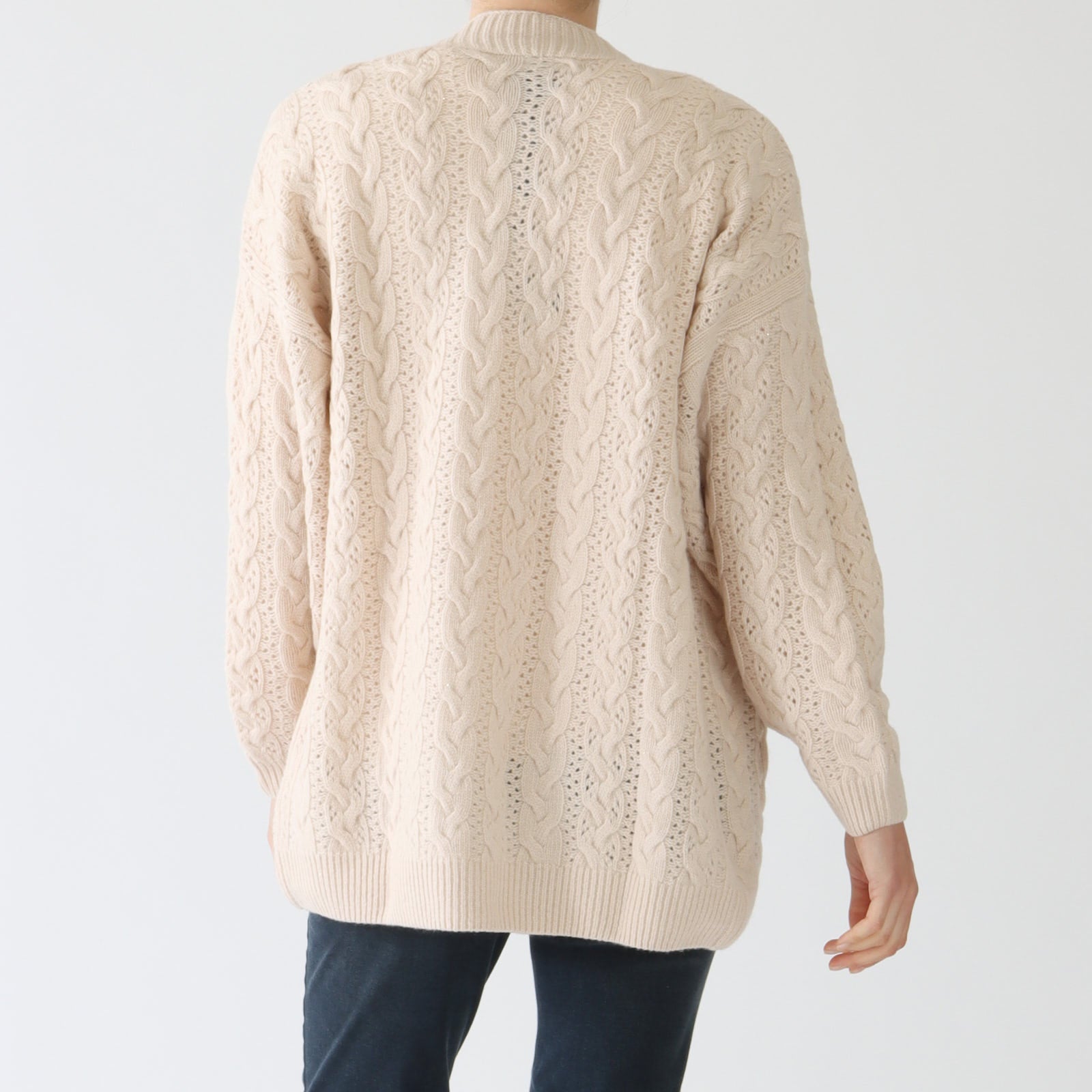 Natural Cable Knit Merino Wool Cardigan