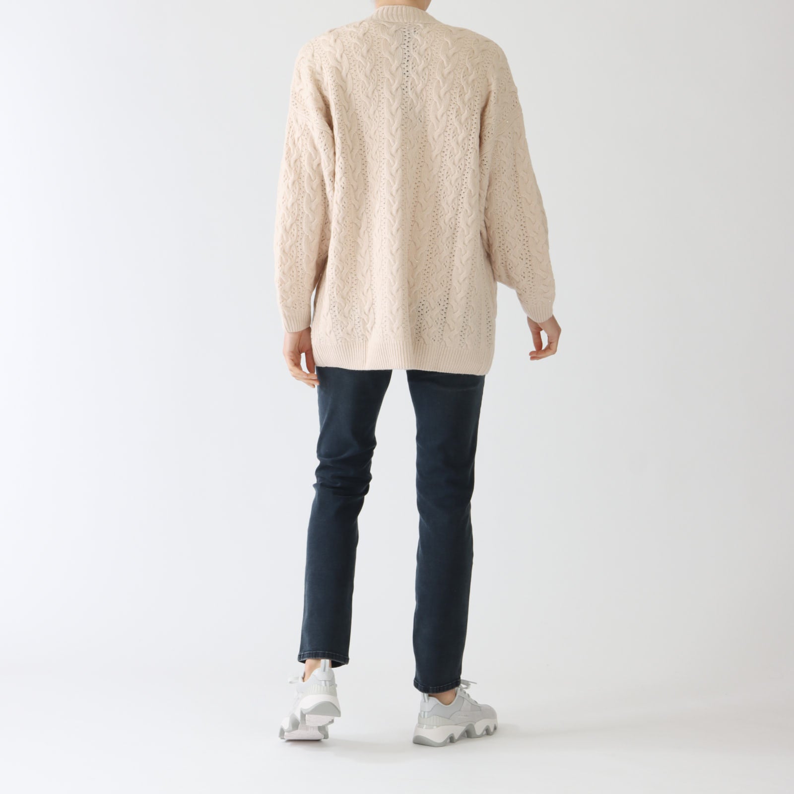 Natural Cable Knit Merino Wool Cardigan