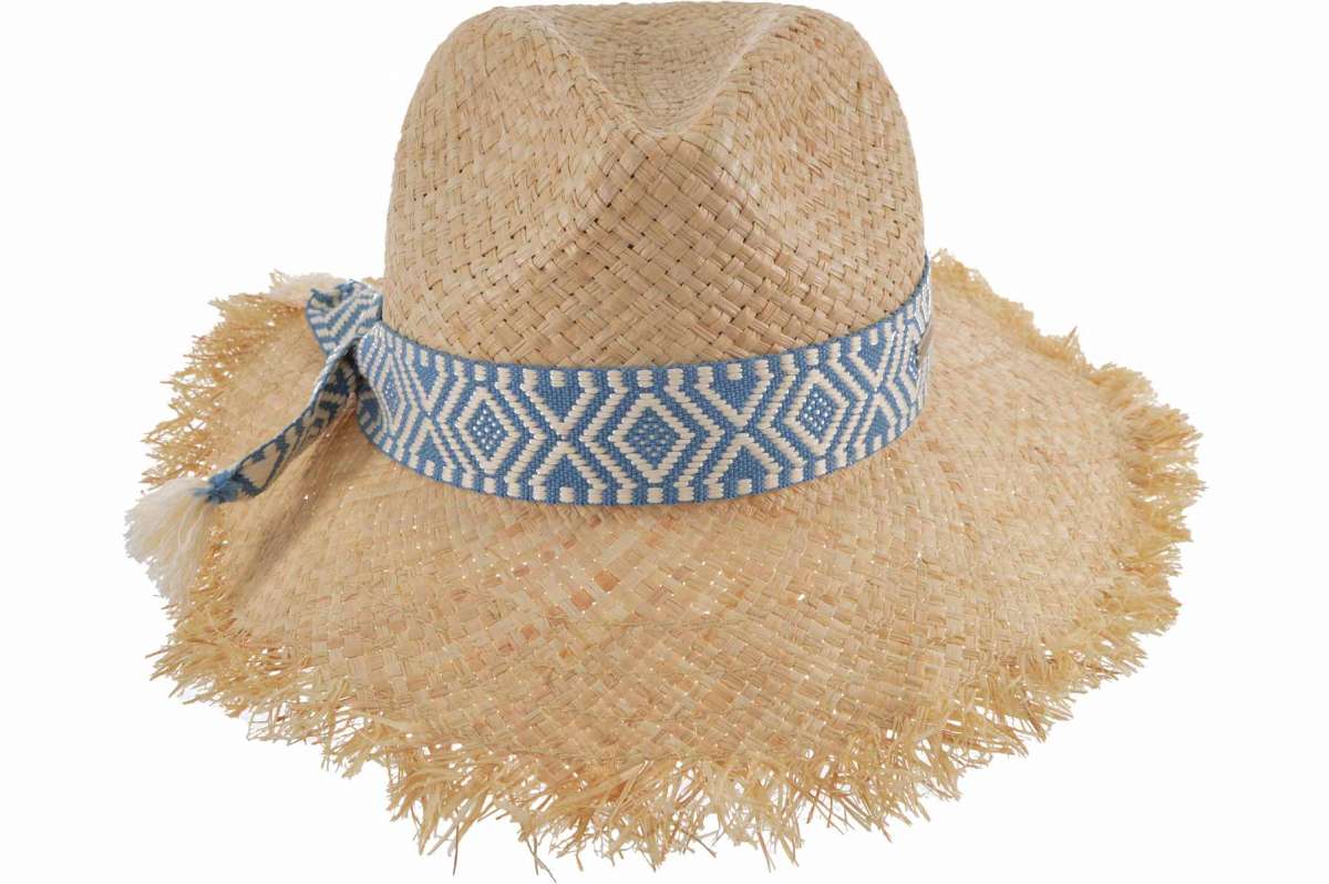 Natural Raffia Fedora With Platinum Ethno Band