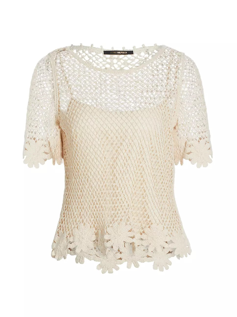 Natural Sabine Crochet Knit Top