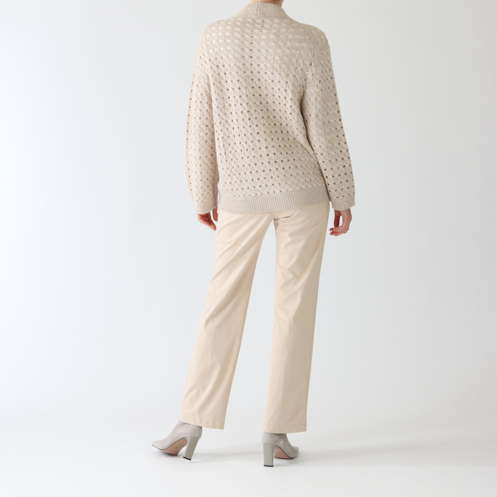 Naturale Openwork Stitch Cashmere Blend Cardigan