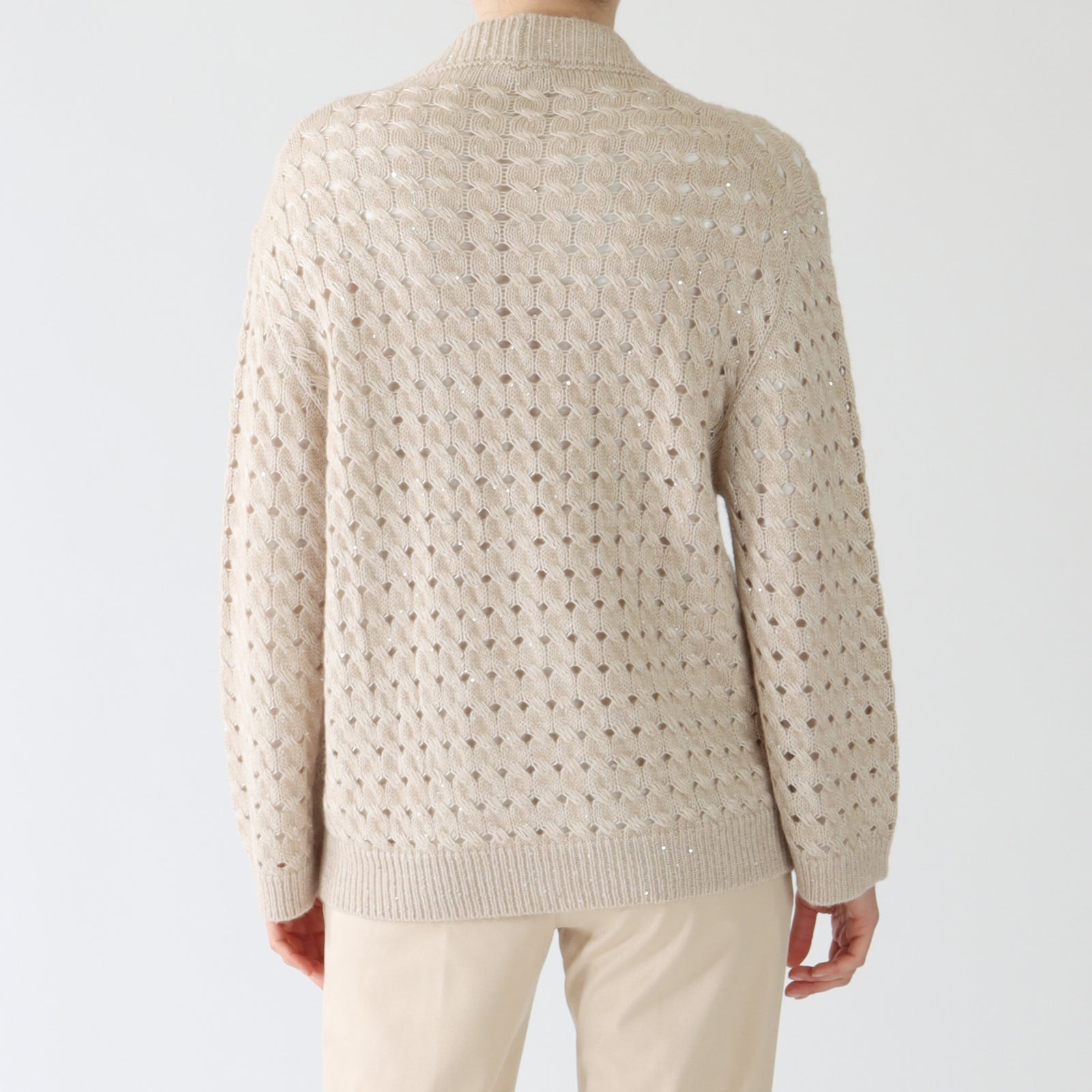 Naturale Openwork Stitch Cashmere Blend Cardigan