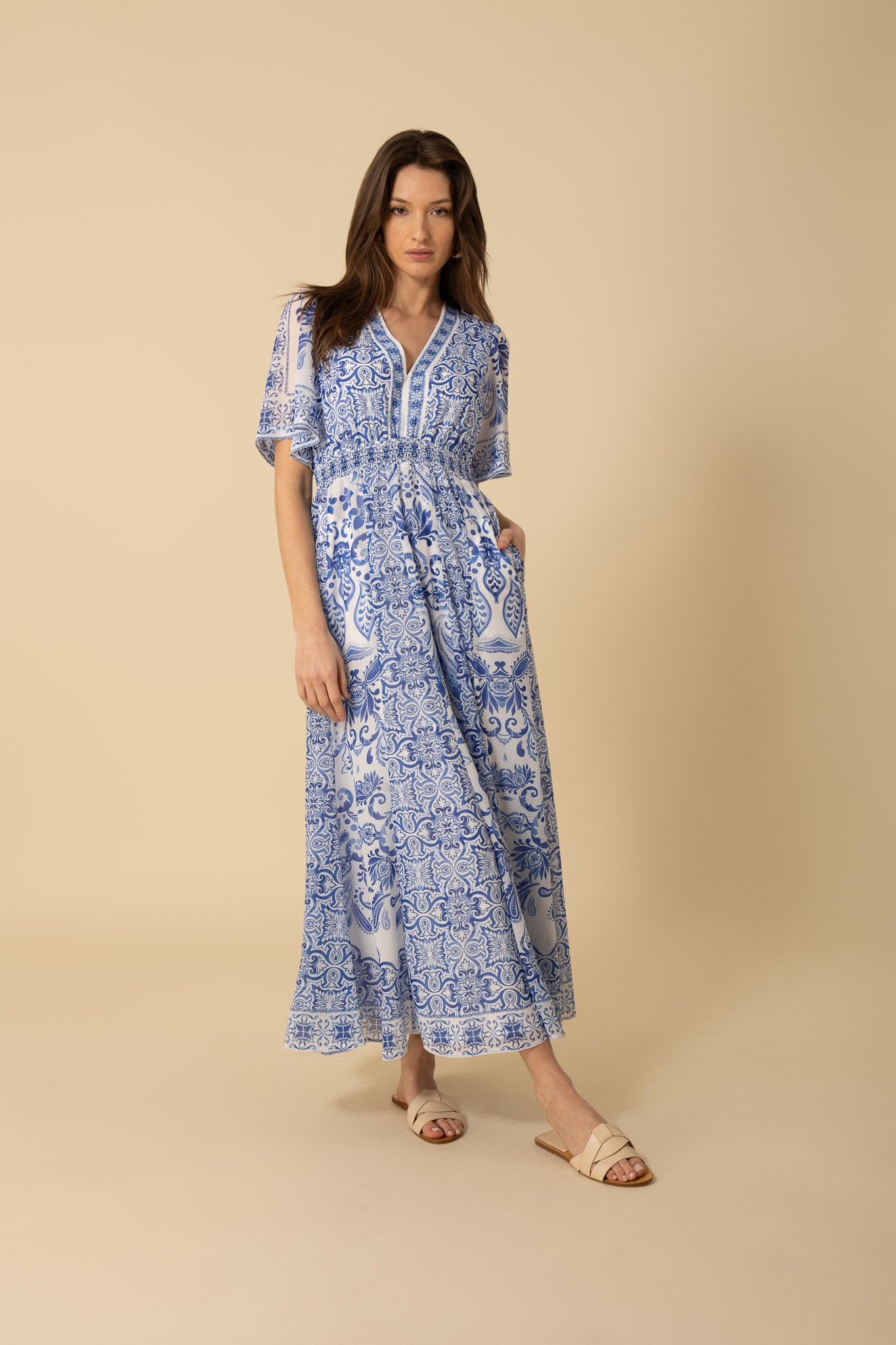 Navy Ellis Chiffon Maxi Dress