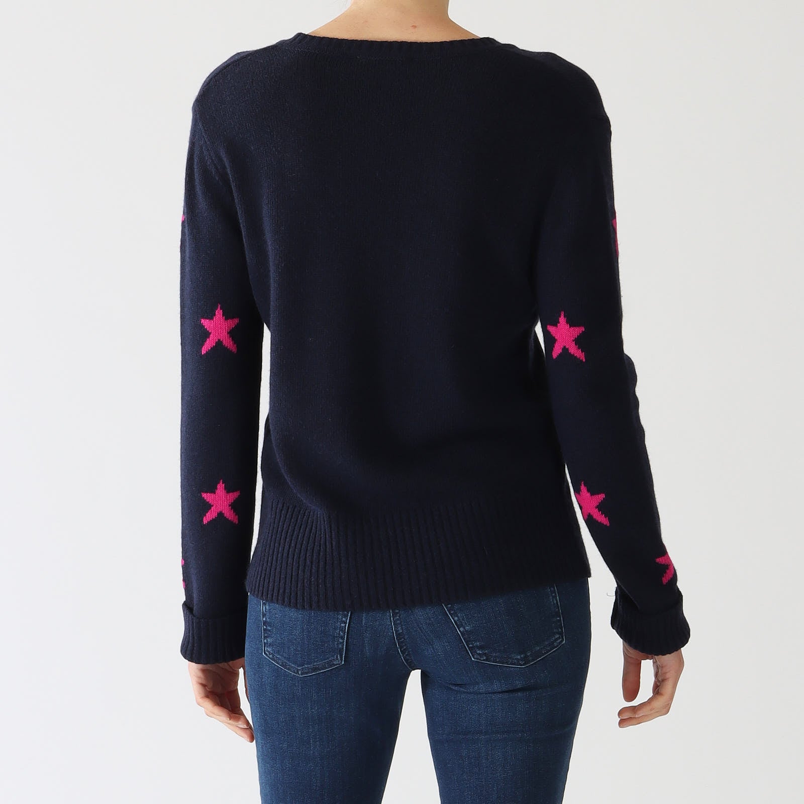 Navy & Fuchsia Neon Star Sweater