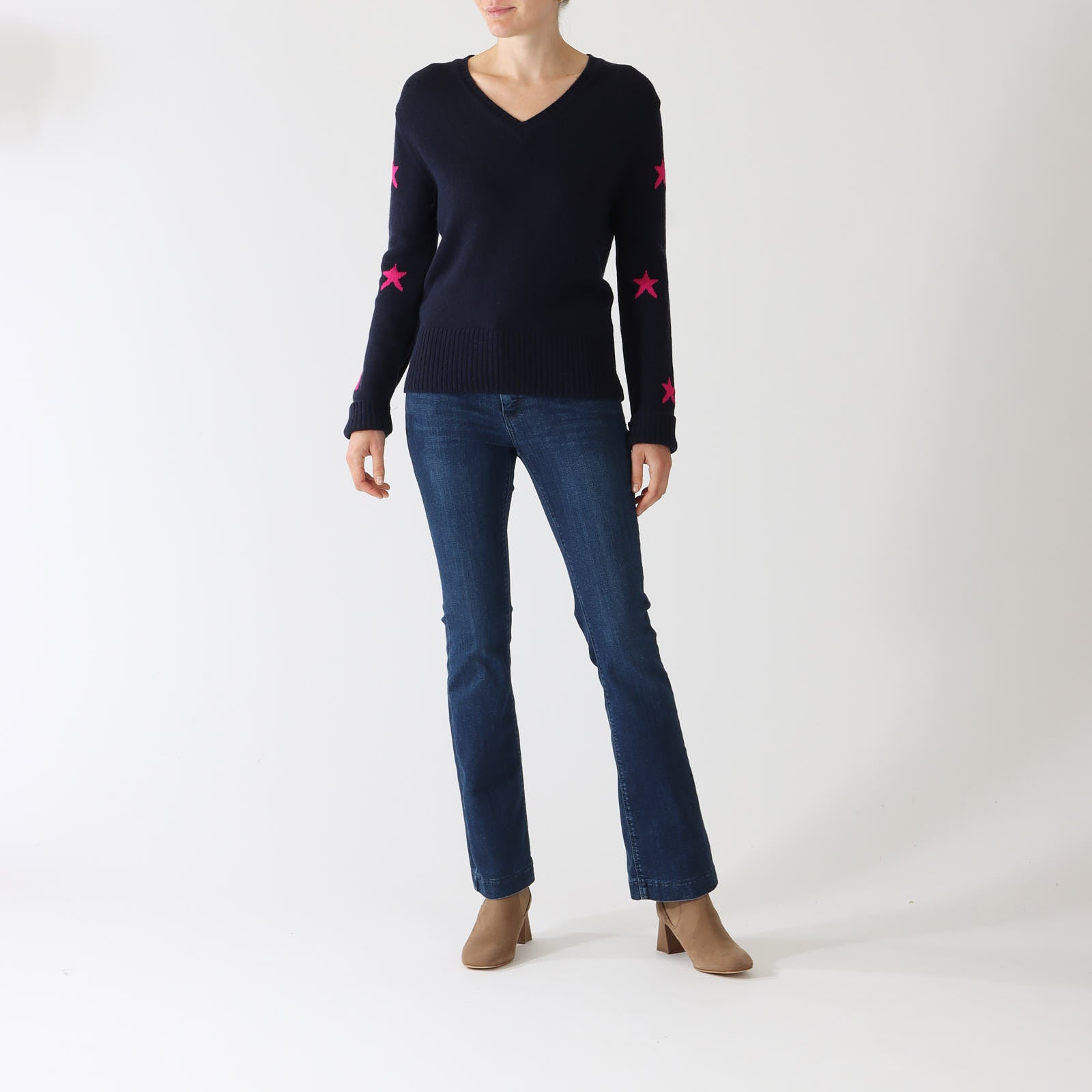 Navy & Fuchsia Neon Star Sweater