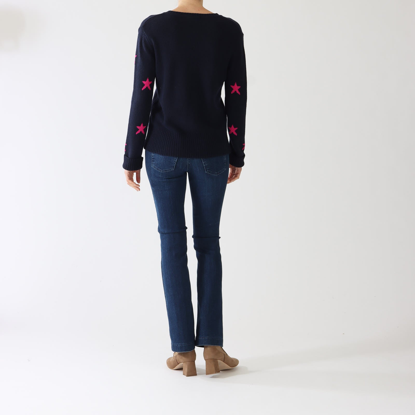 Navy & Fuchsia Neon Star Sweater