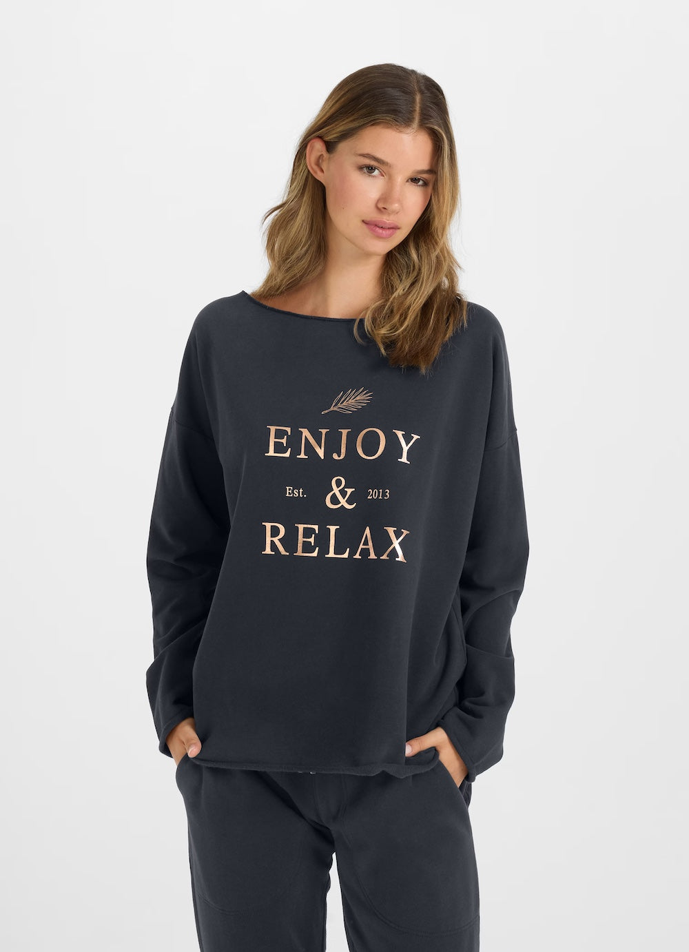 Navy Judi 'Enjoy & Relax' Sweatshirt