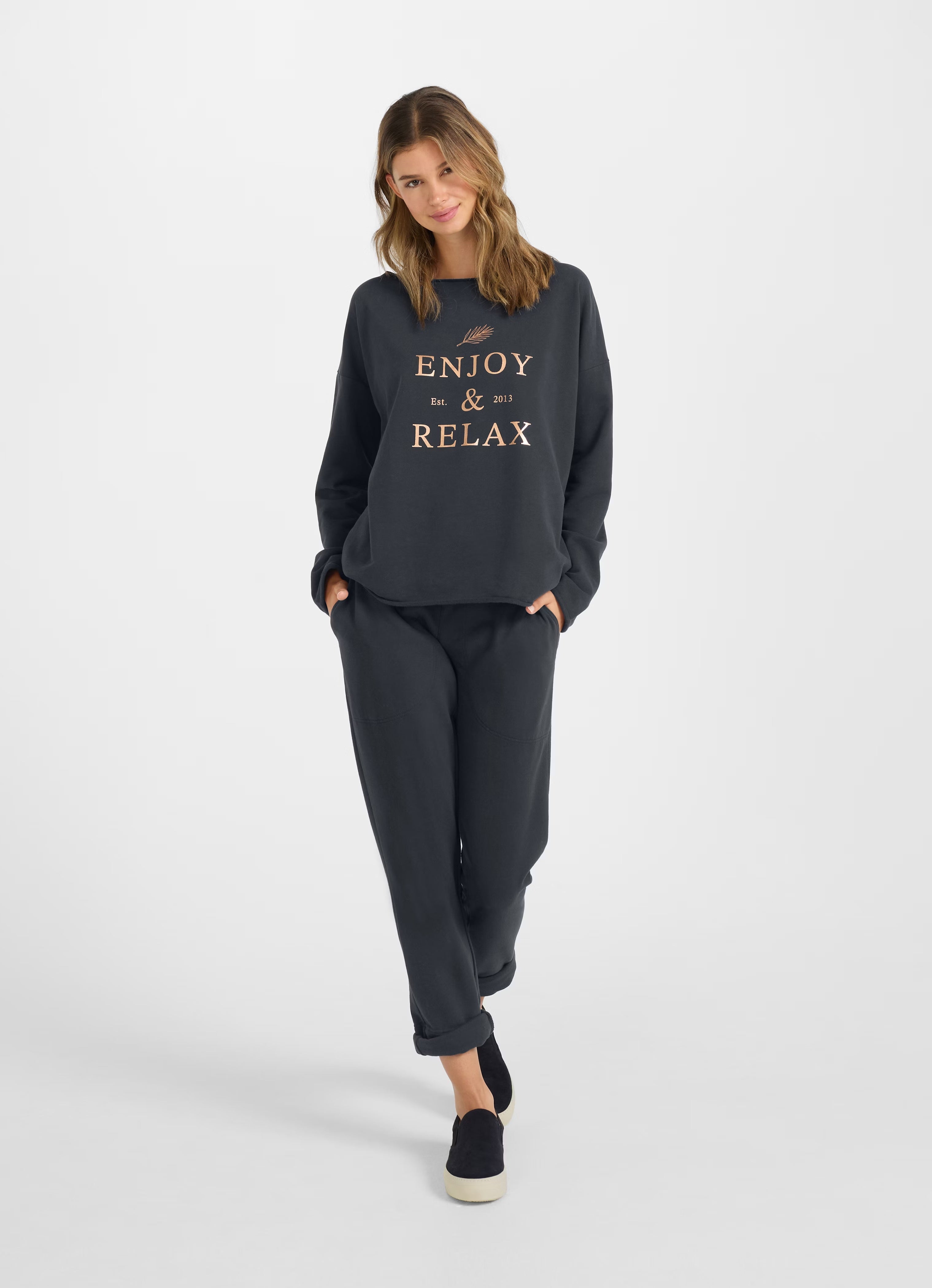 Navy Judi 'Enjoy & Relax' Sweatshirt