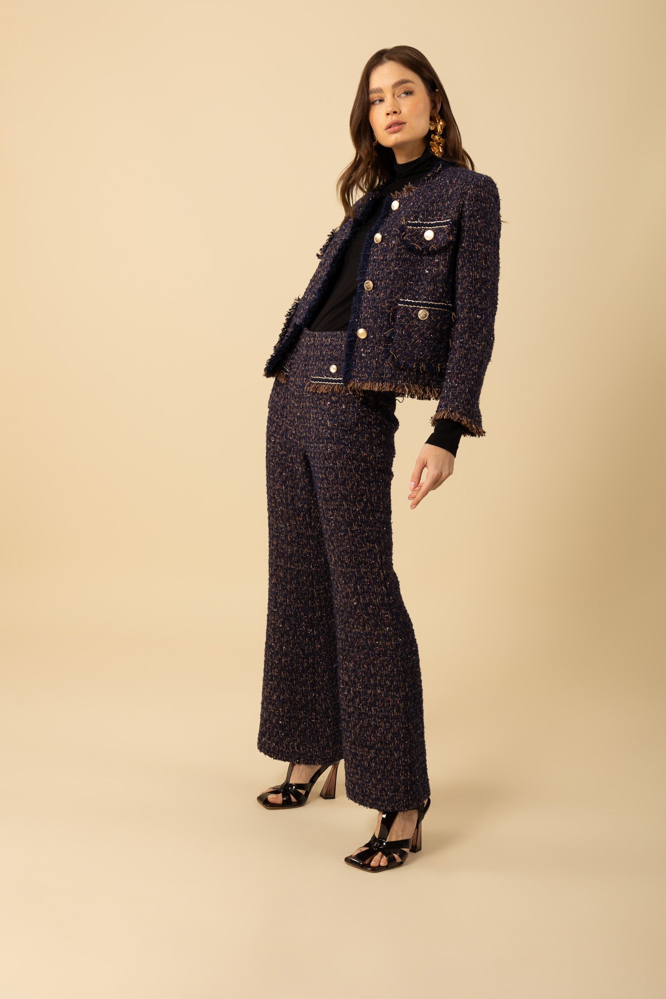 Navy Malani Tweed Bouclé Jacket