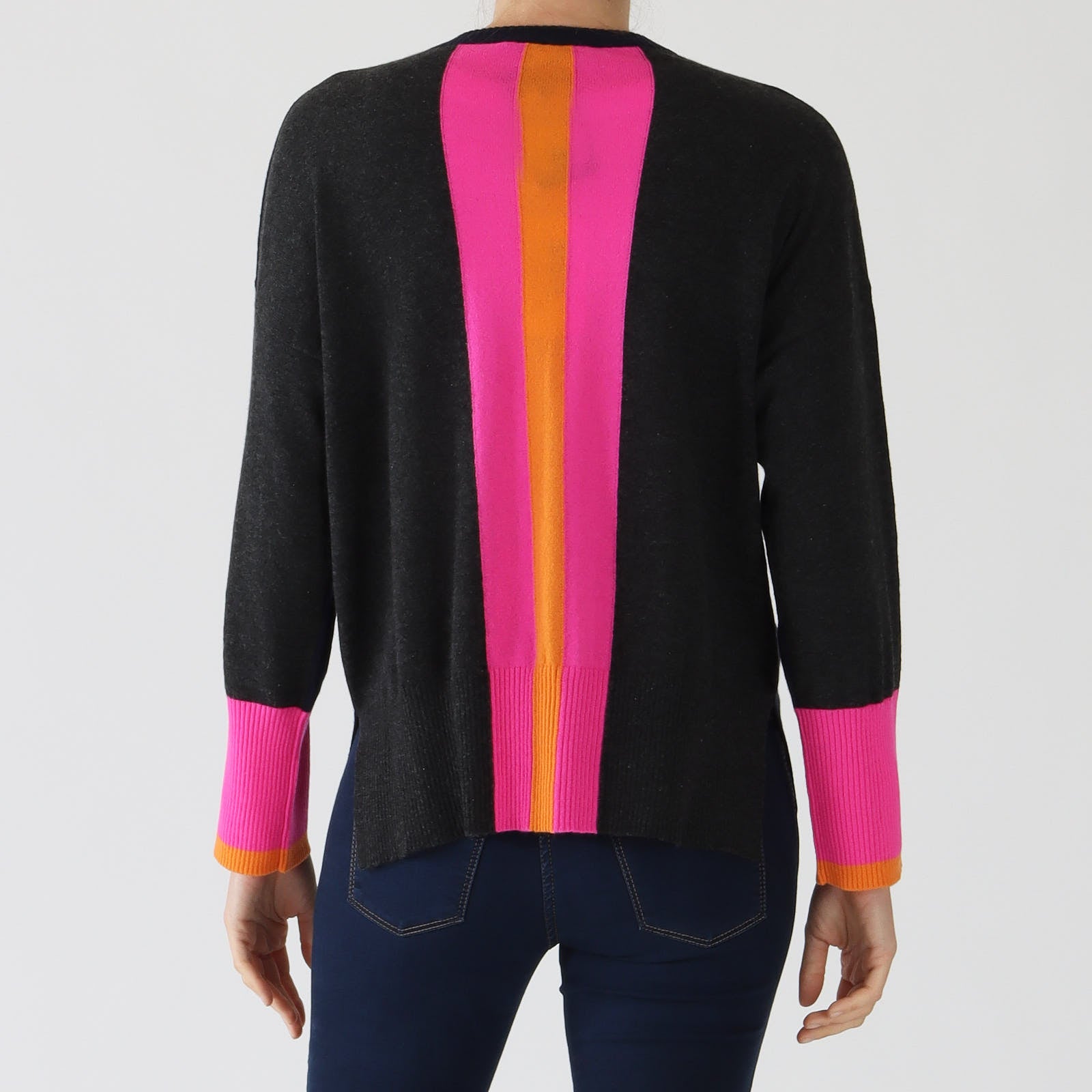 Navy & Pepper Brights Colourblock Cashmere Sweater