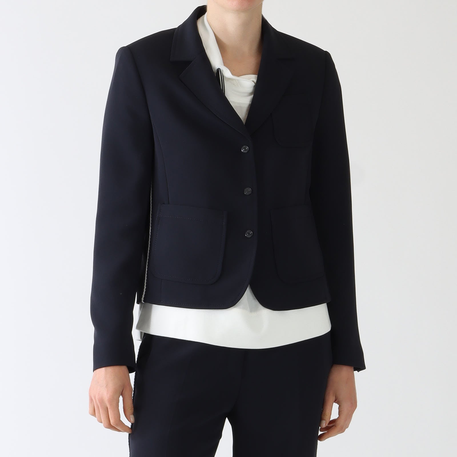 Navy Side Stripe Single Breast Blazer