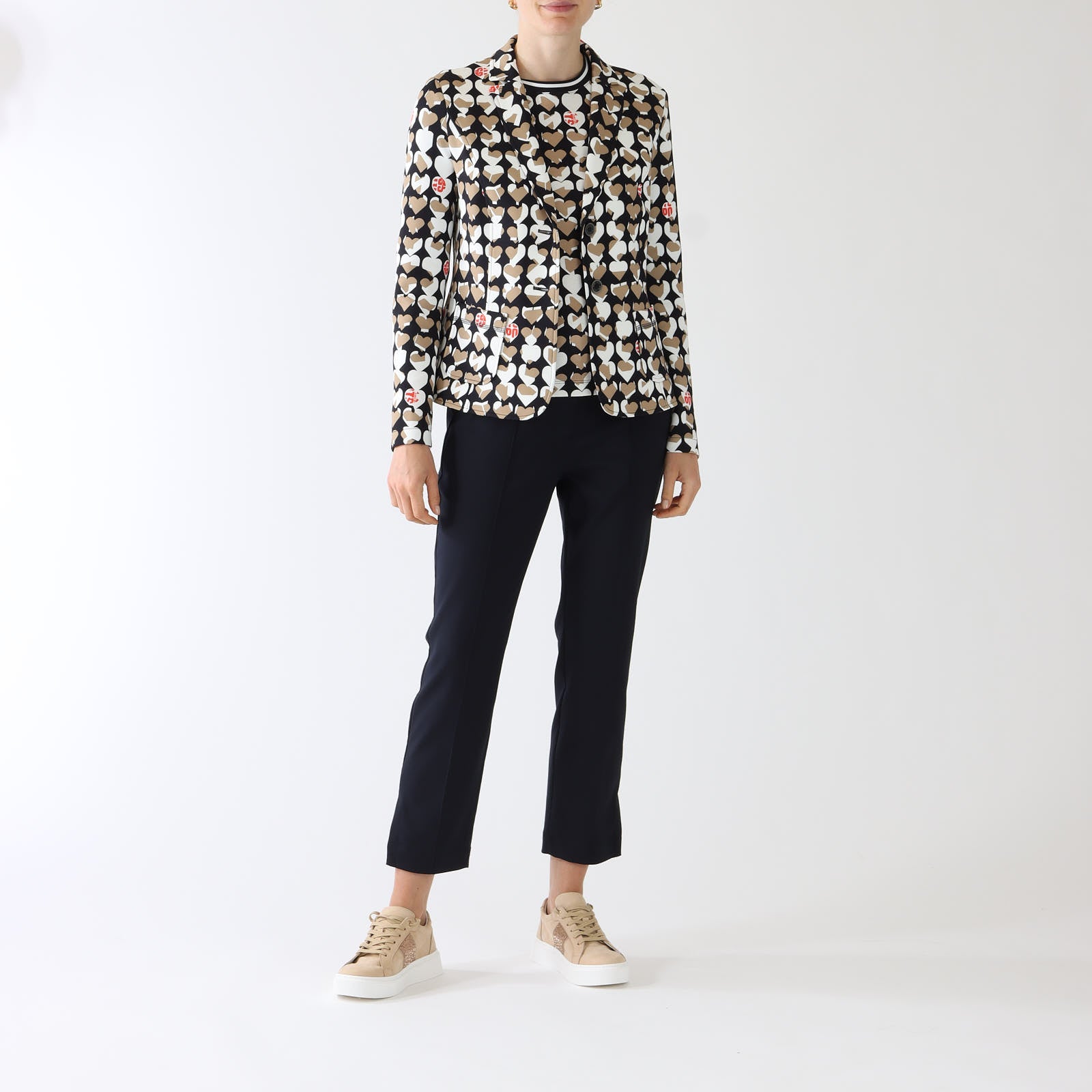 Navy Splithearts Print Jersey Blazer