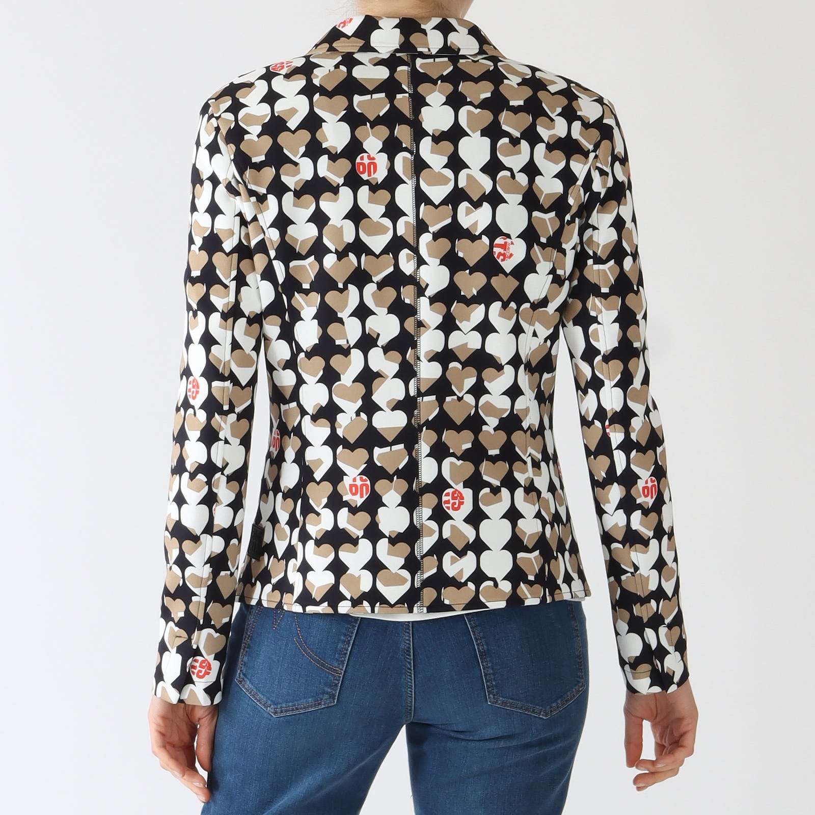 Navy Splithearts Print Jersey Blazer