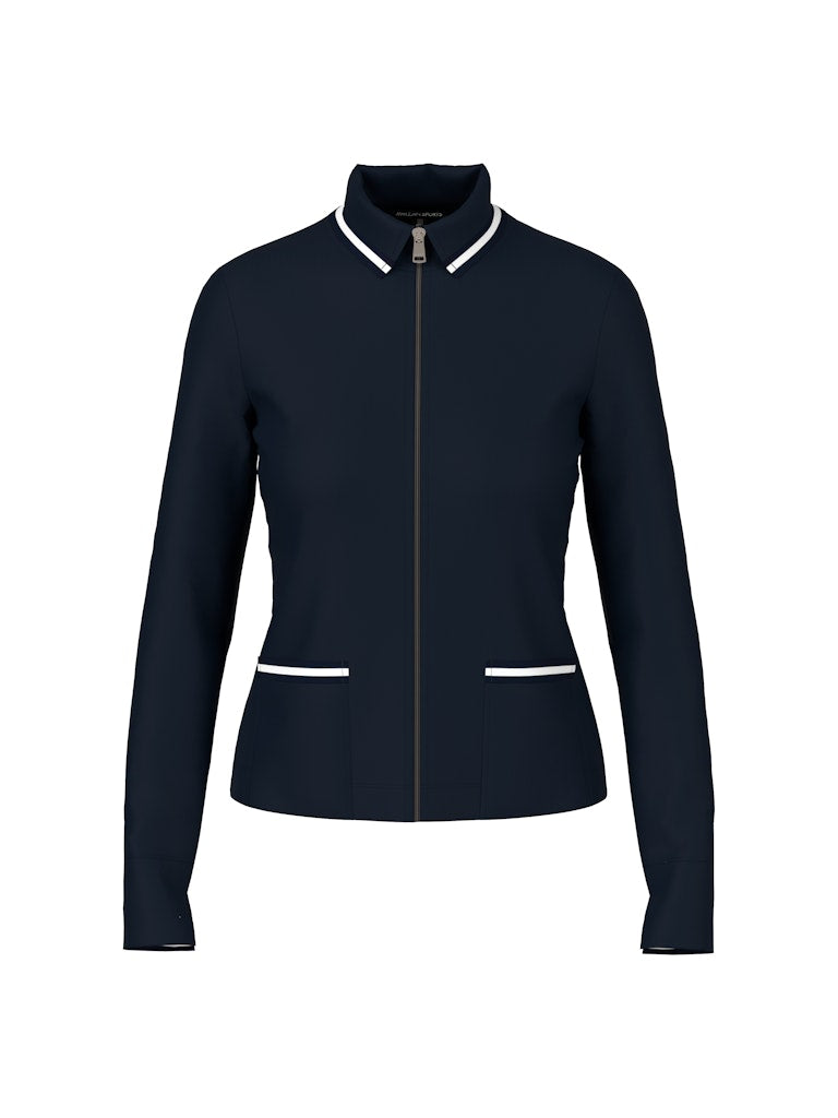 Navy Stretch Cotton Sport Trim Jacket