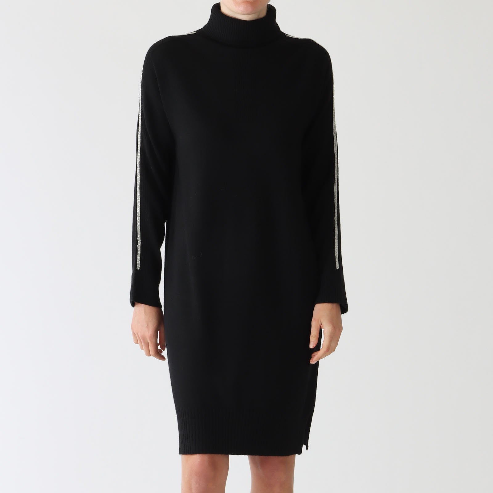 Nero Beaded Stripe Cashmere Blend Knit Dress