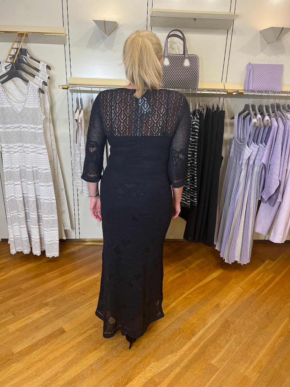 Nero Lace knit Fitted Maxi Dress