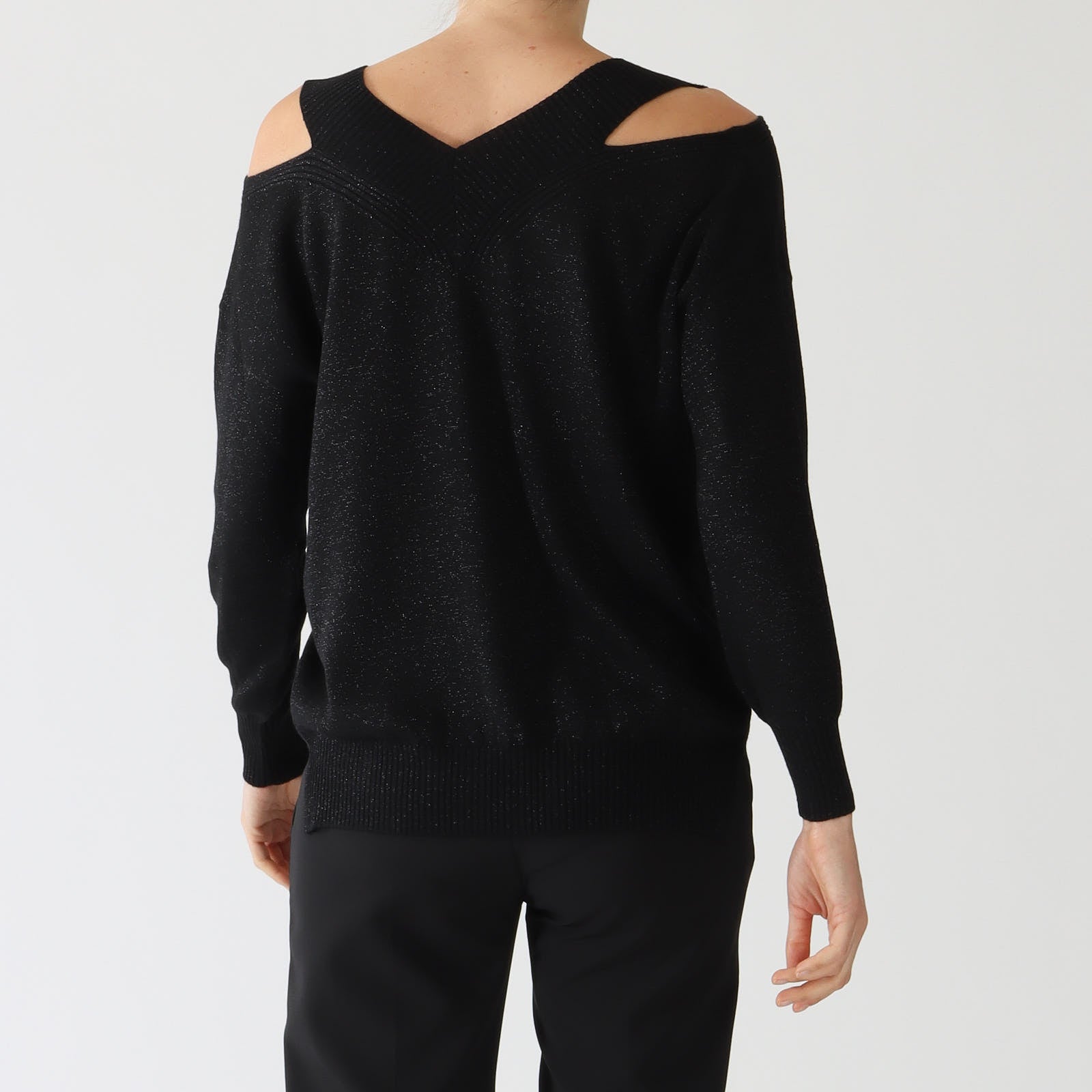 Nero Lurex Open Shoulder Sweater