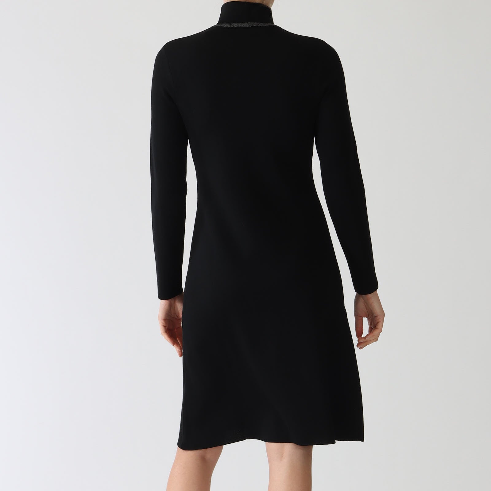 Nero Lurex Polo Neck Merino Wool Dress