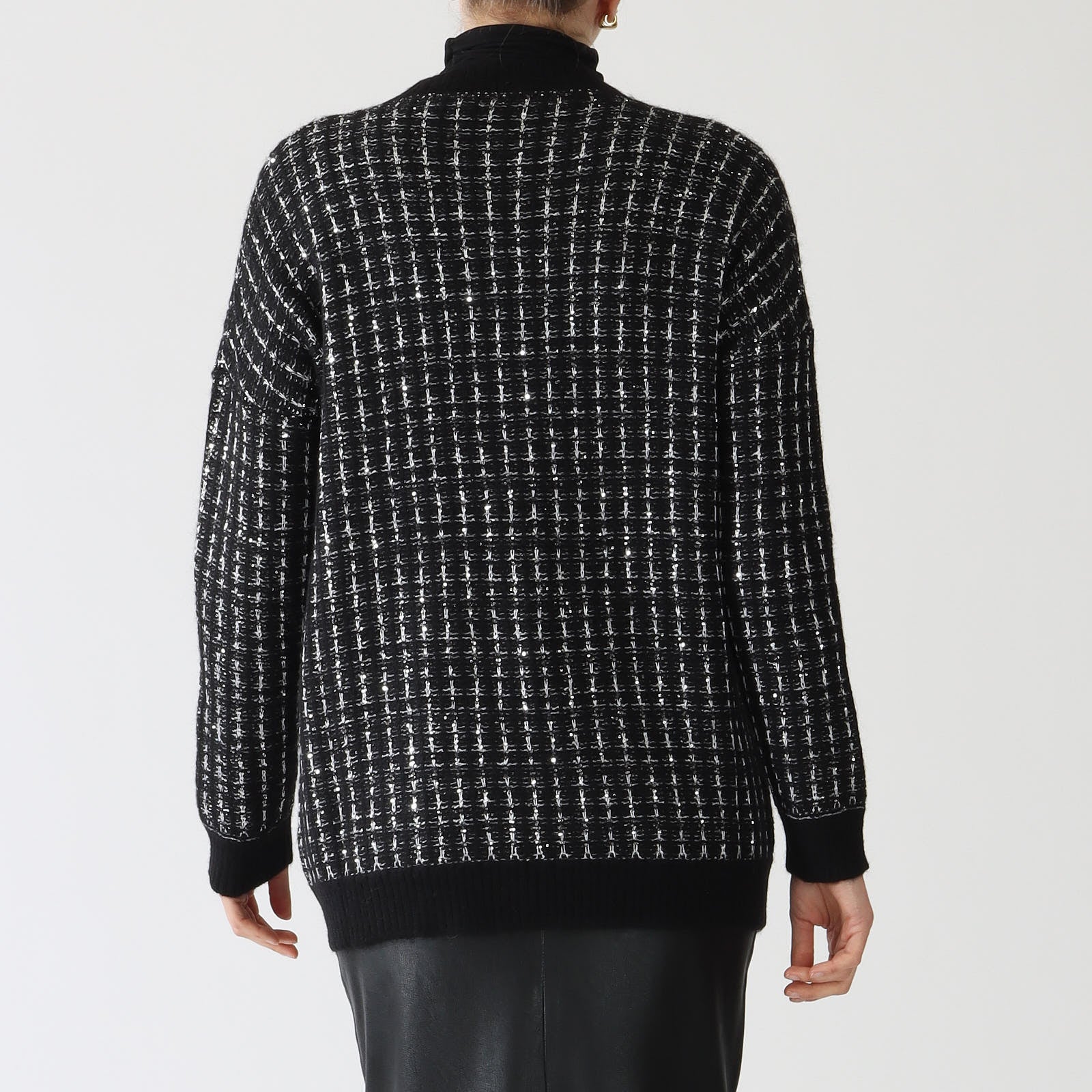 Nero Lurex Tweed Cardigan