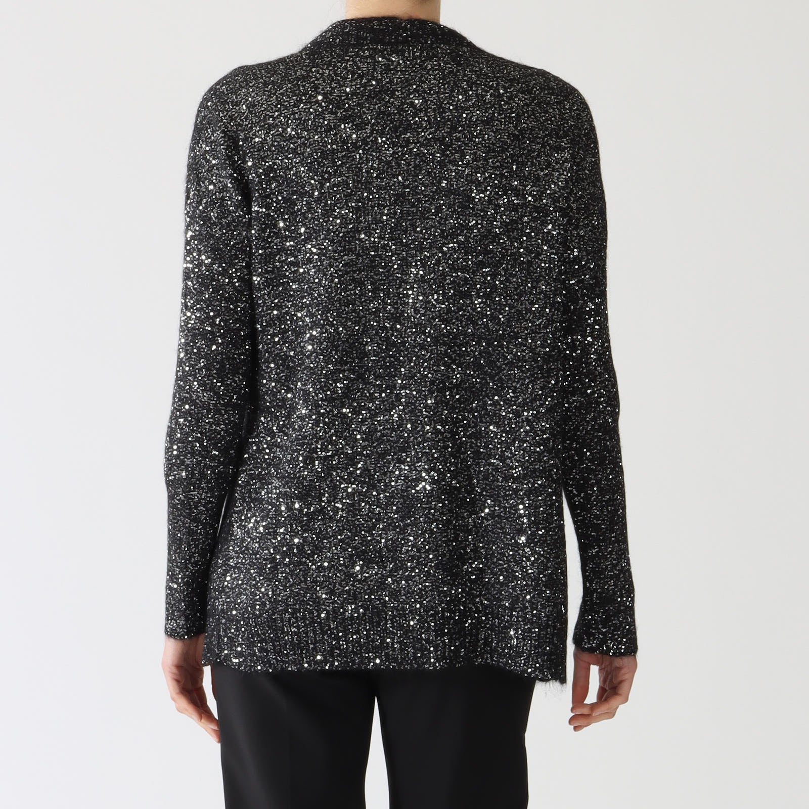 Nero Sequin Lurex Long Cardigan