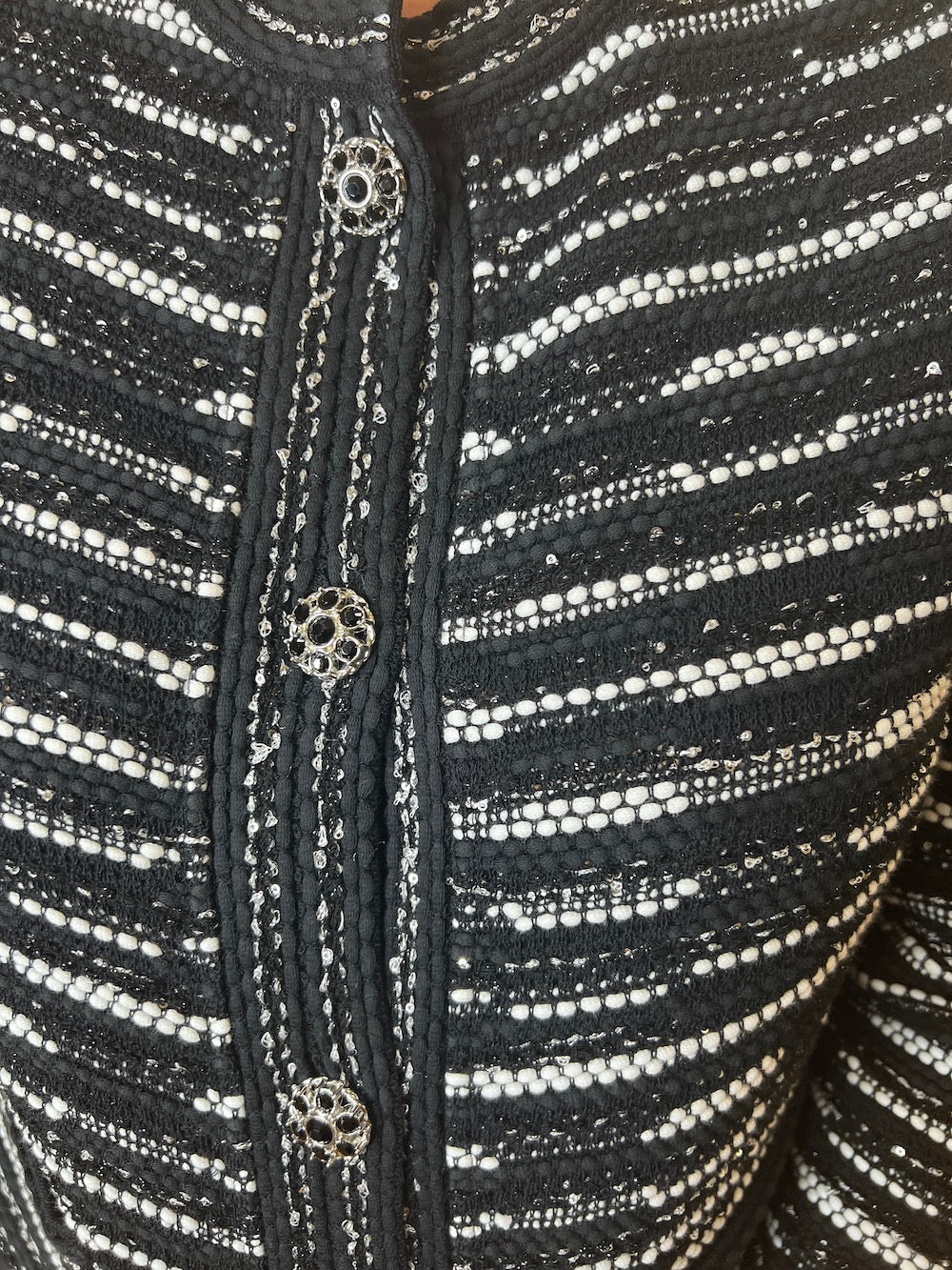 Nero Striped Tweed Style Knit Jacket