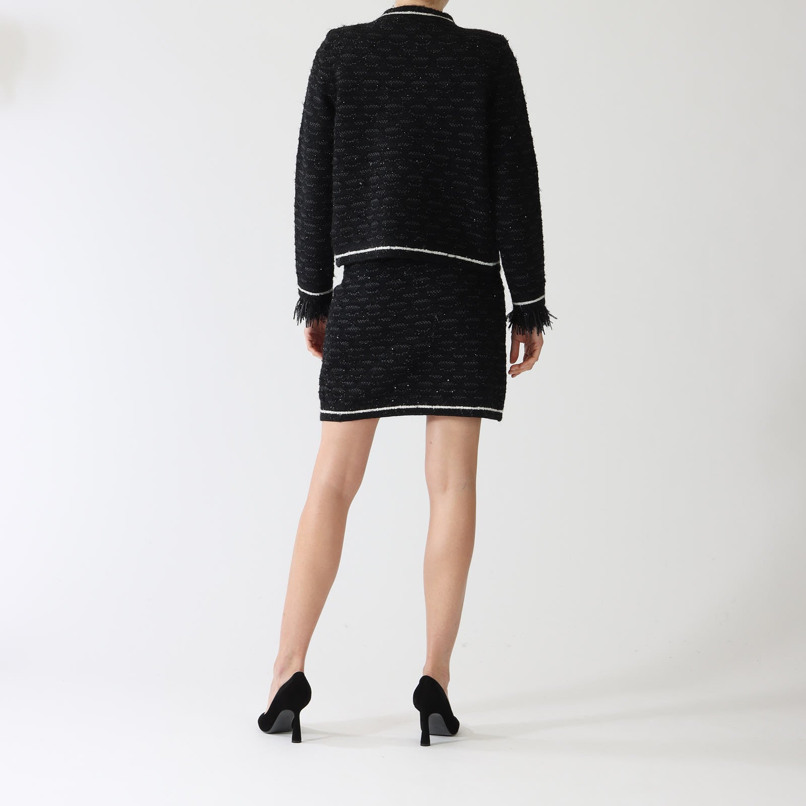 Nero Tweed Knit Short Skirt