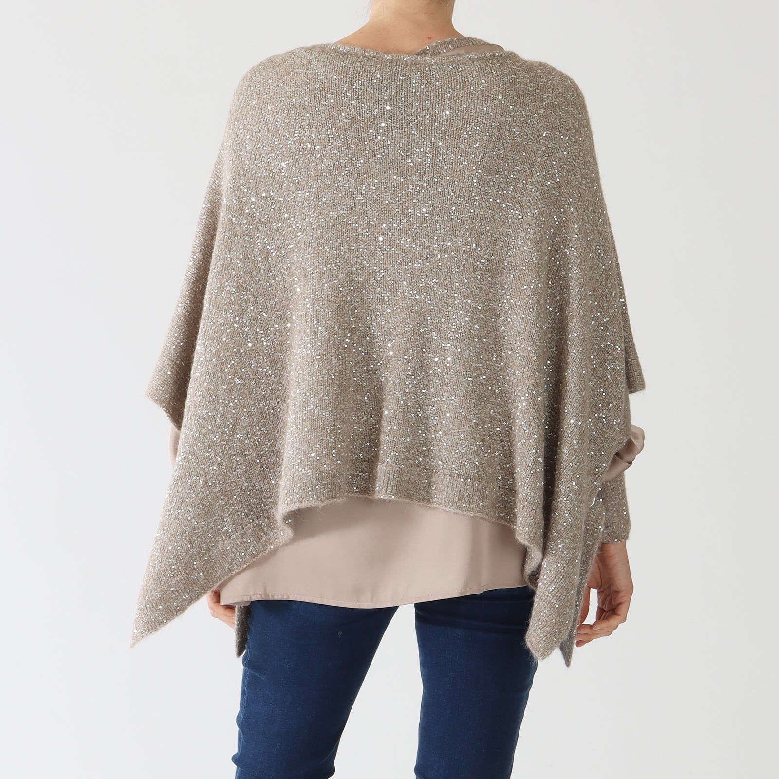 Nocciola Sequin Alpaca Blend Cape