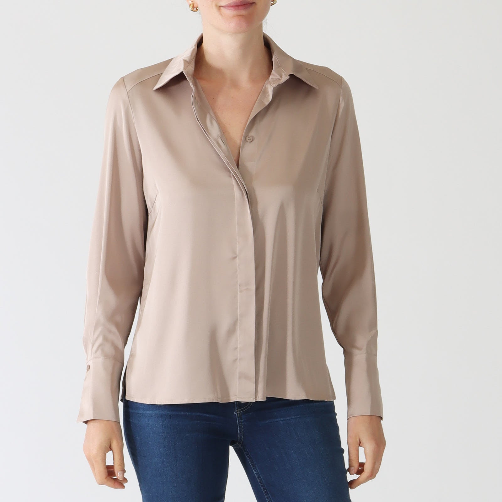 Nocciola Stretch Satin Shirt