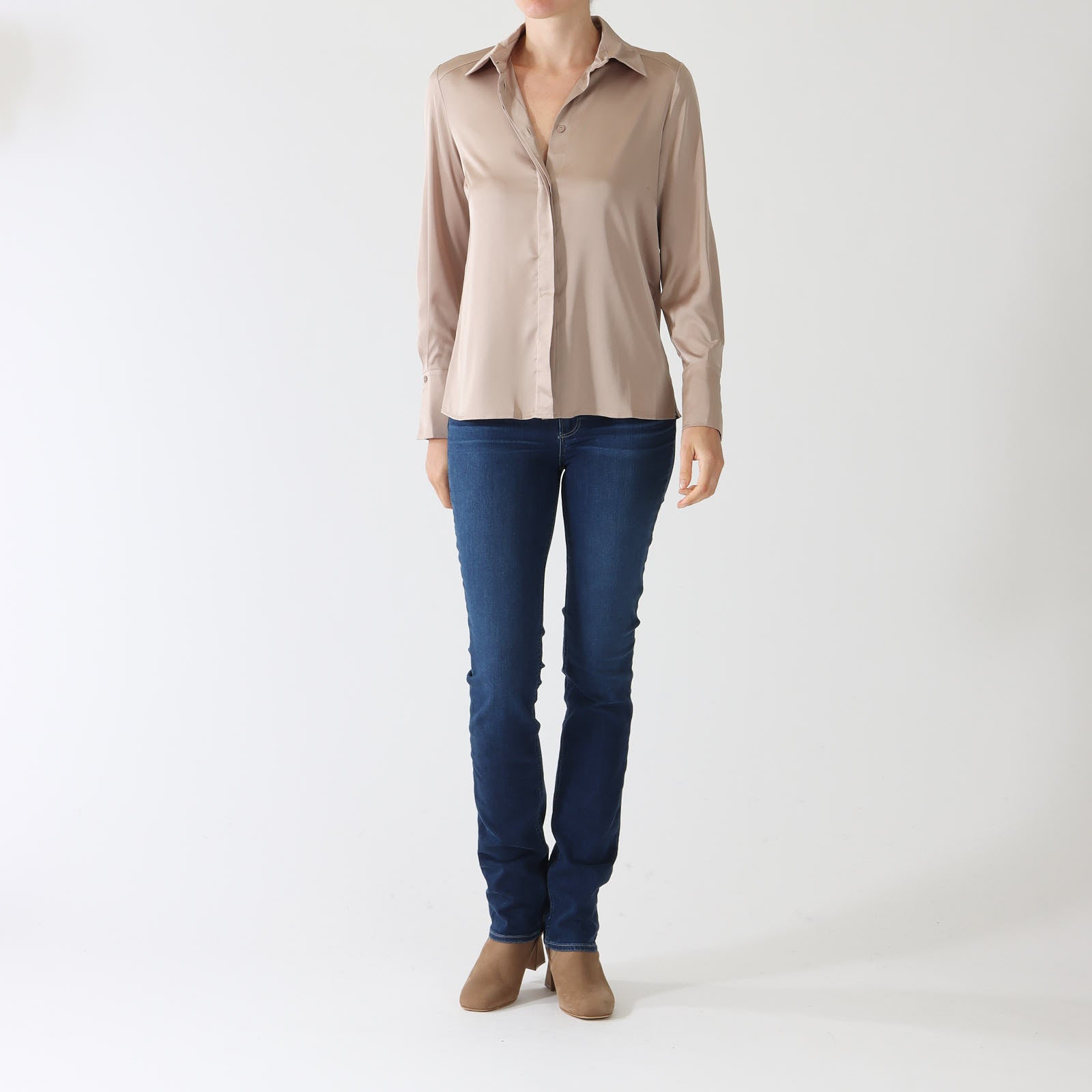 Nocciola Stretch Satin Shirt