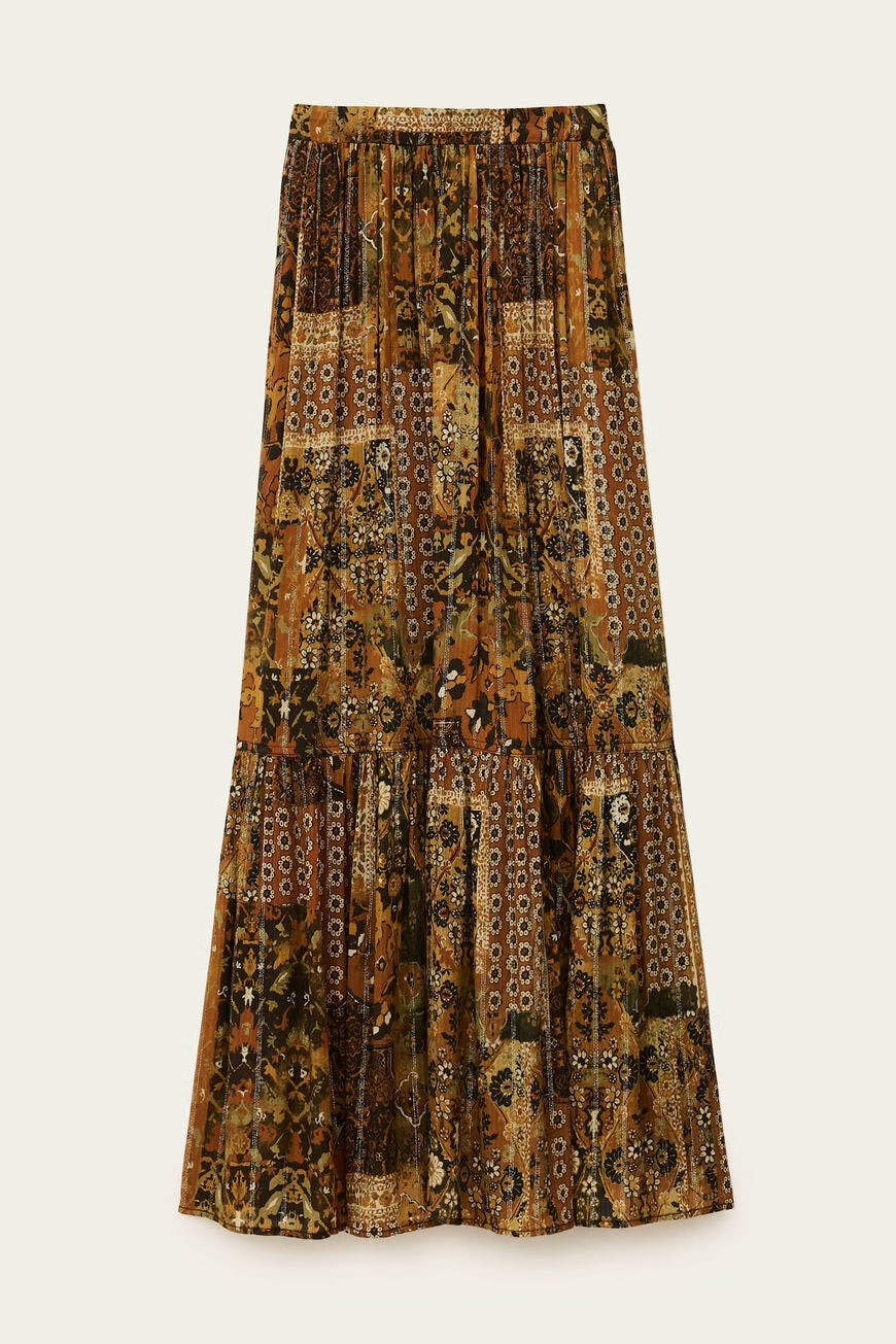 Ocre Pisca Printed Maxi Skirt